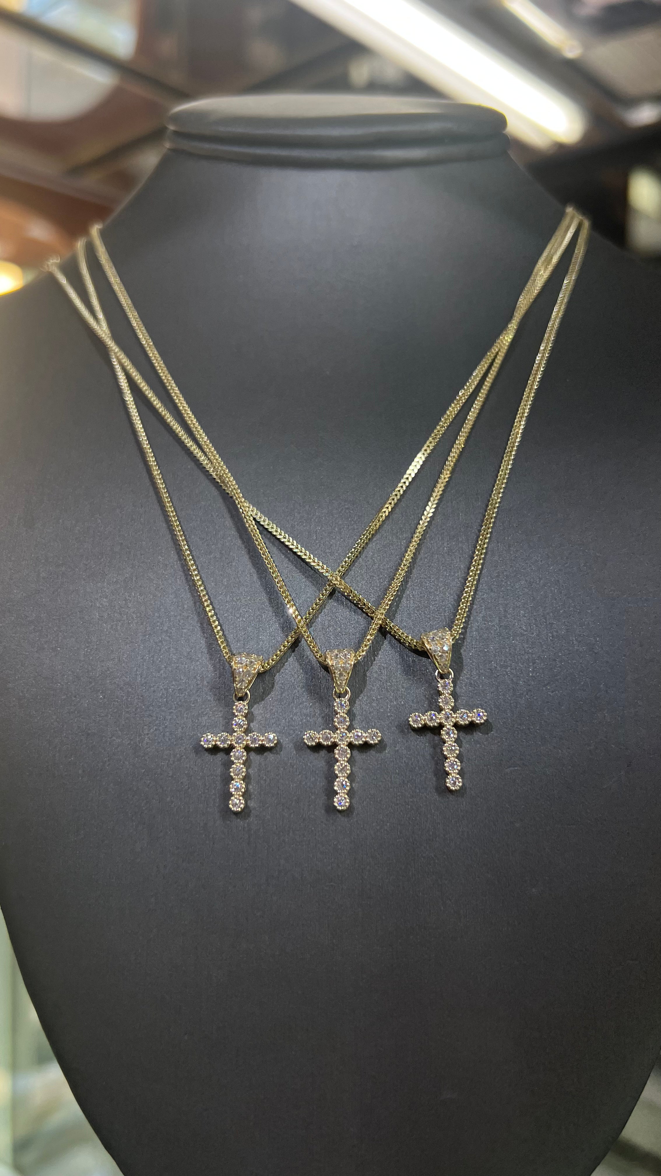 10k Gold set: 1.5mm Franco + Cross