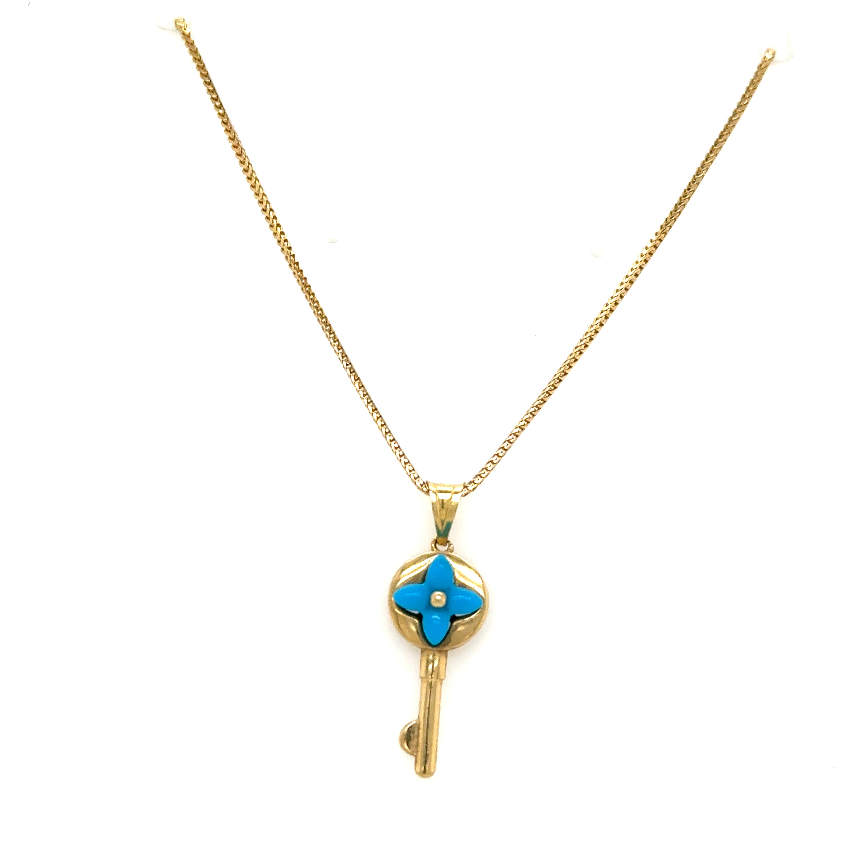 Gold Set - Key Pendant + Solid Franco Chain