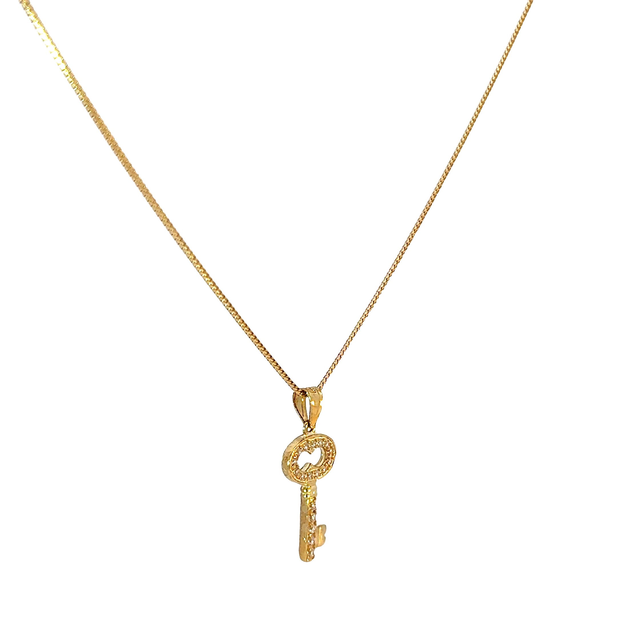 10k Gold Set - 1mm Solid Franco Chain + Heart Pendant