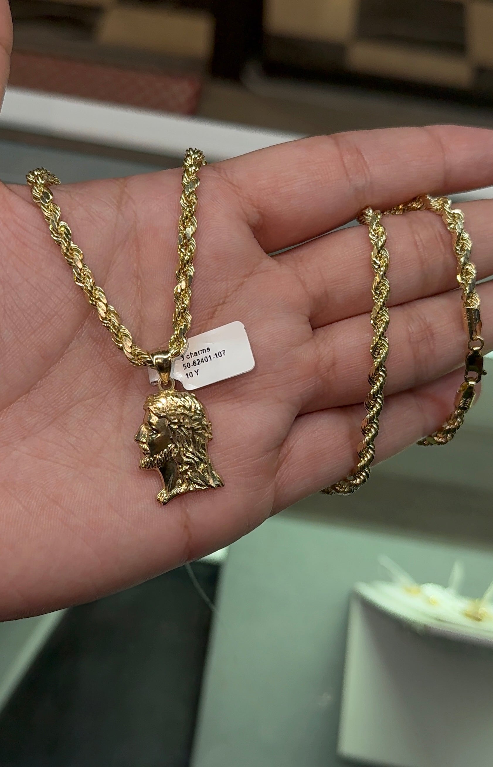 10k Gold Set - 4mm Rope Chain + Pendant