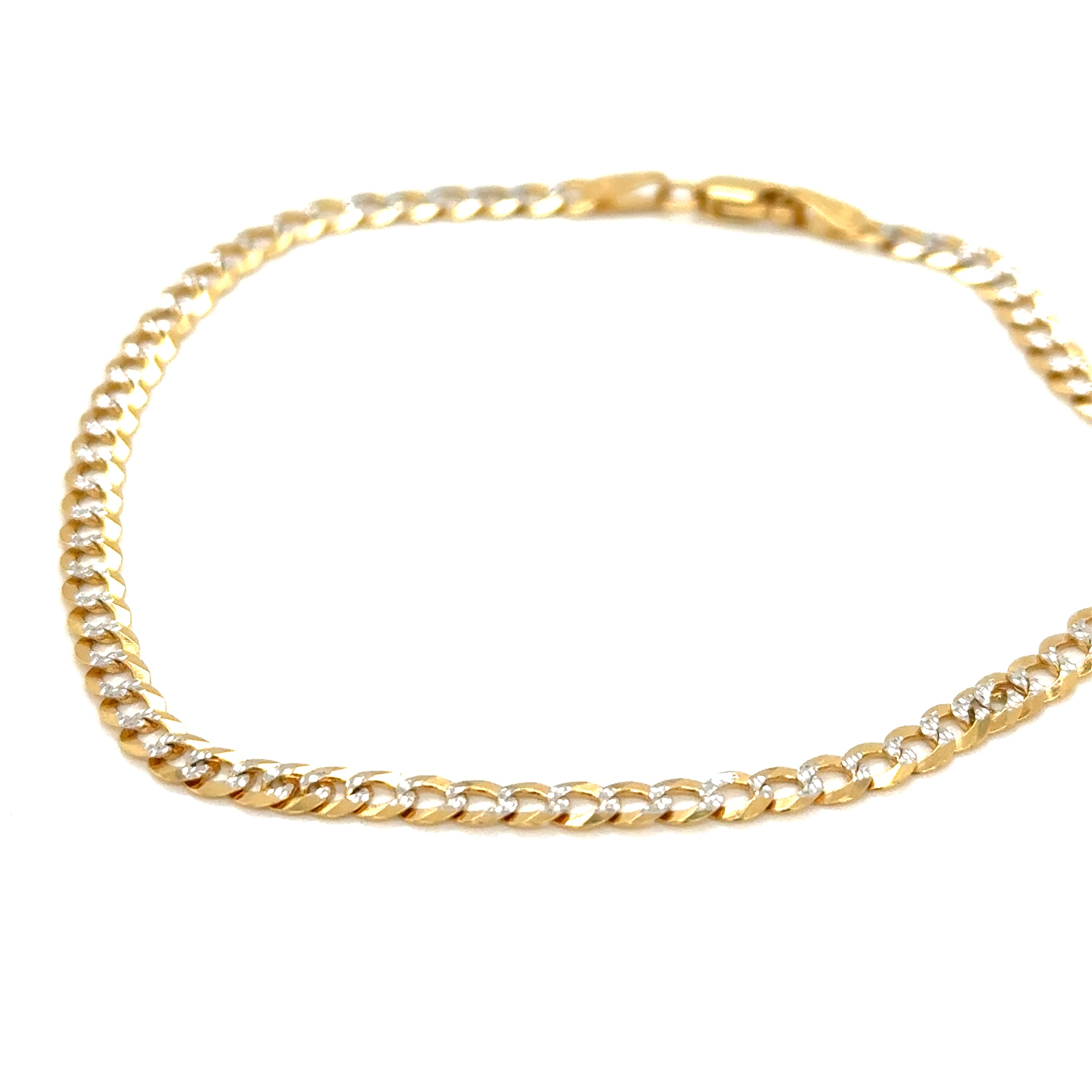 10k Solid Gold - 3.5mm 2-Tone Curb Link Bracelet