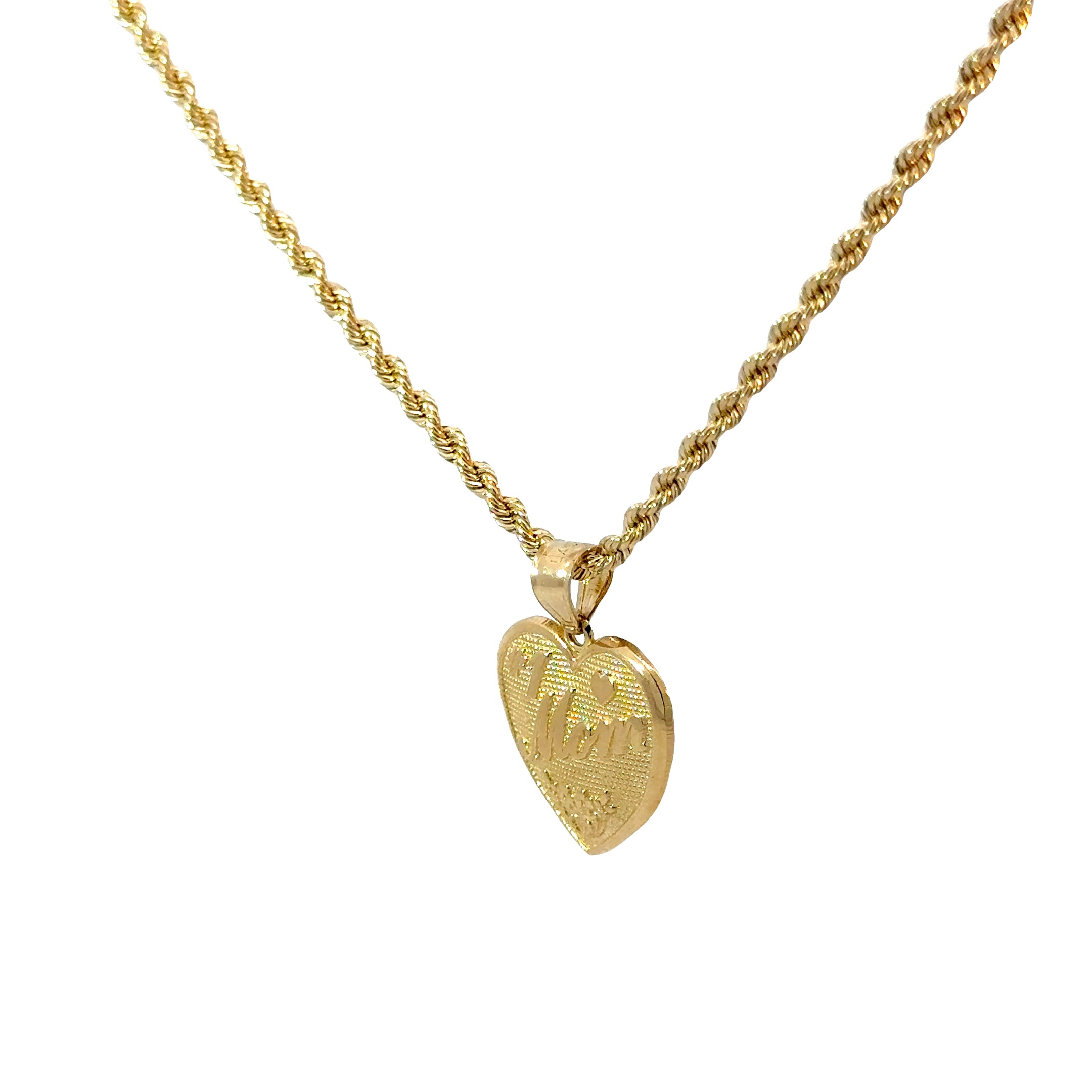 10k Gold Set -  2.3mm Rope Chain + Heart Pendant