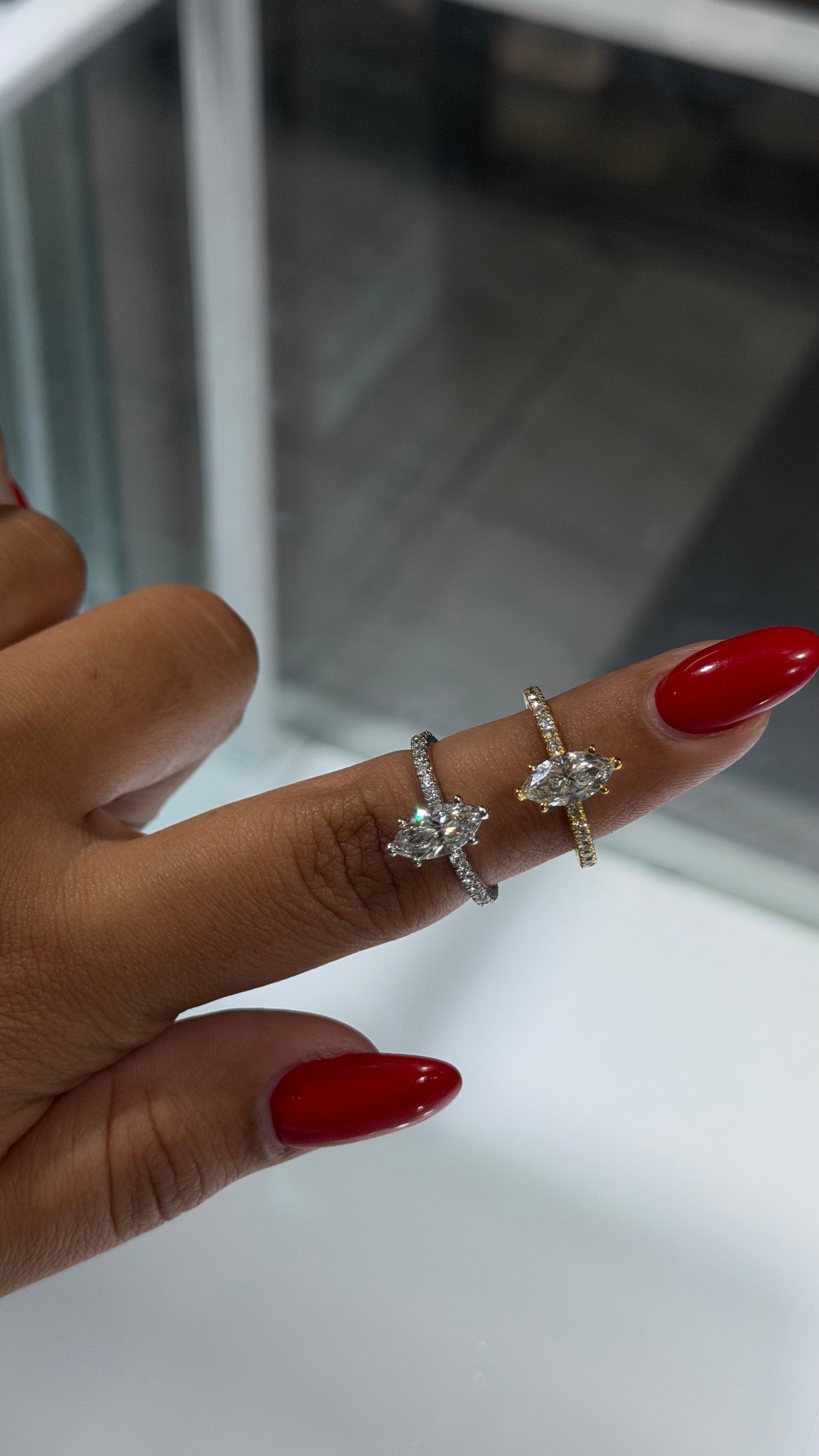 1.07CT Marquise Cut Lab Grown Diamond Engagement Ring