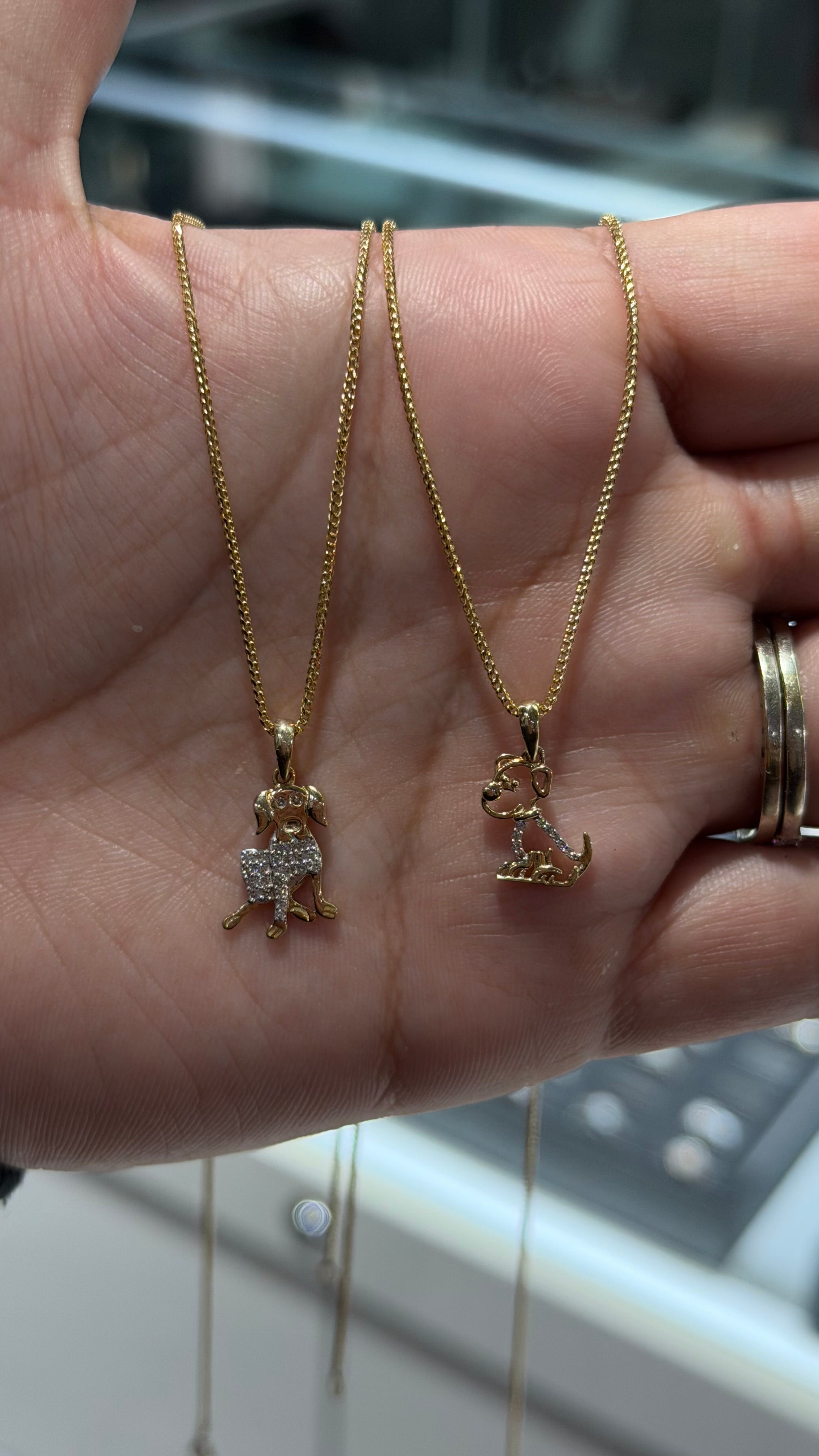 10k Gold & Diamonds Set - 1mm Solid Franco Chain + Pendant