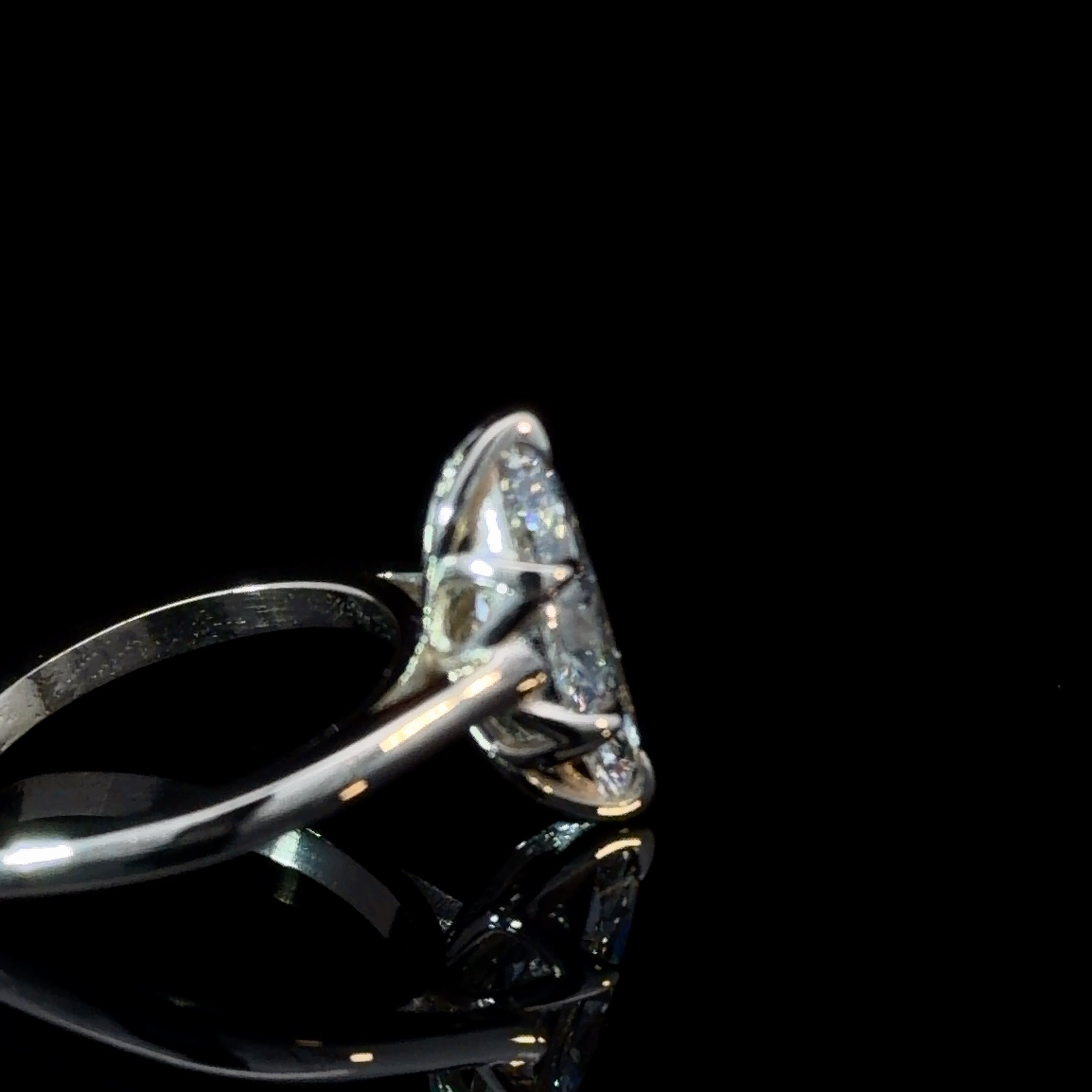 Marquise Cut Lab Grown Diamond Solitaire Engagement Ring | Double Claw Prongs | 14K White Gold