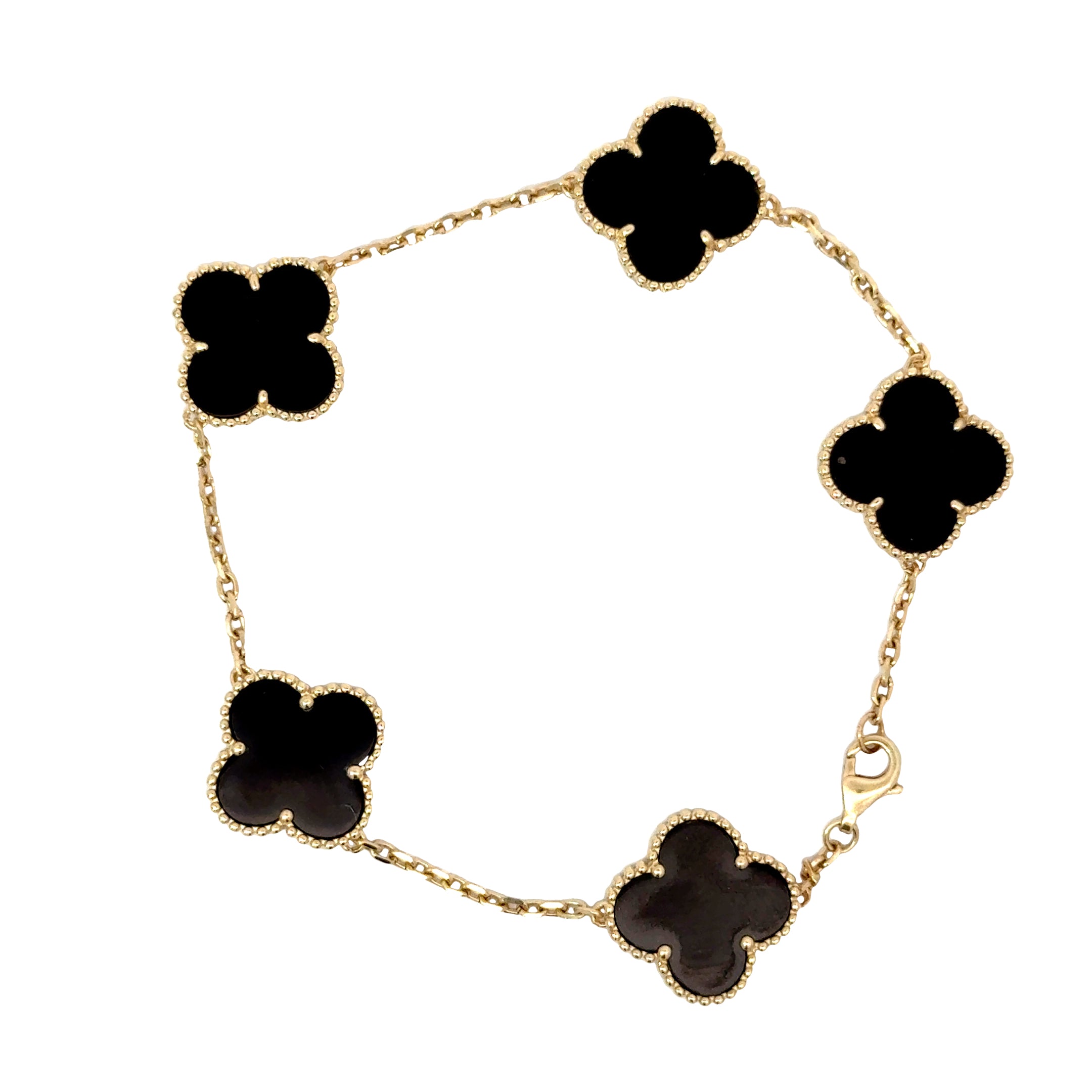 14k Gold -Onyx Clover Bracelet