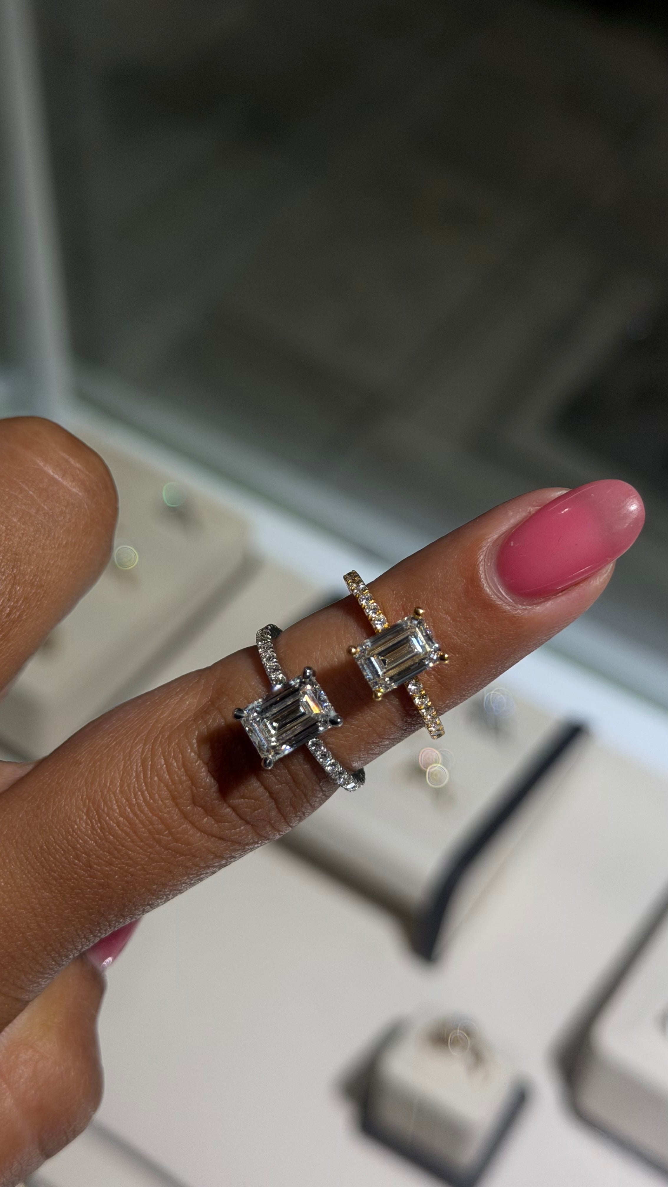 2.58ct Emerald Cut Lab Diamond Pave Ring