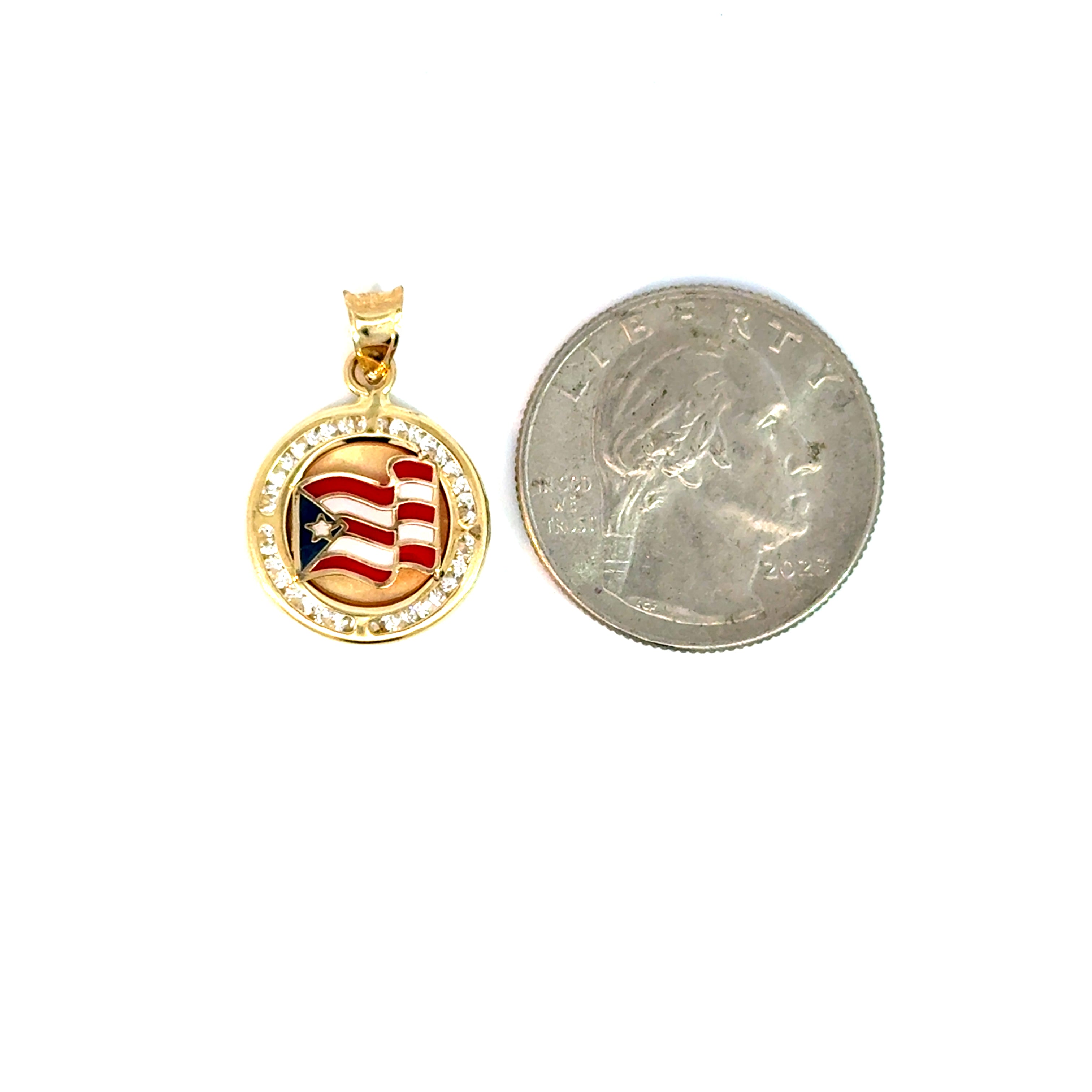 10k Gold - Med Round Puerto Rico Pendant