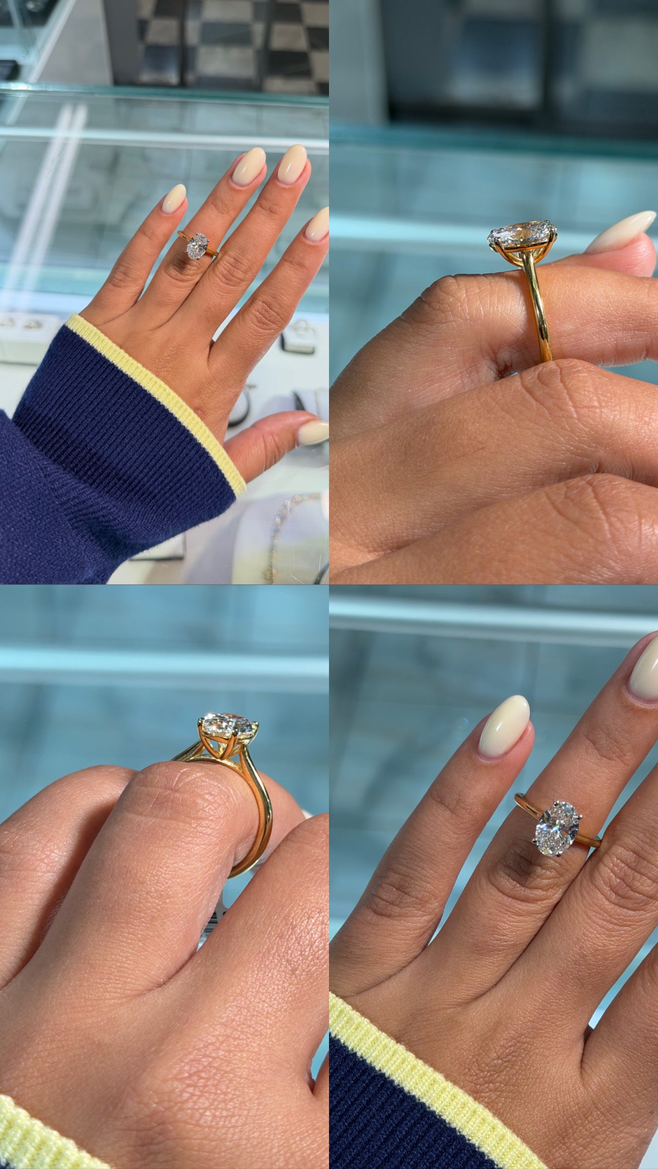 Oval Cut Lab Grown Diamond Engagement Ring - Cathedral Setting