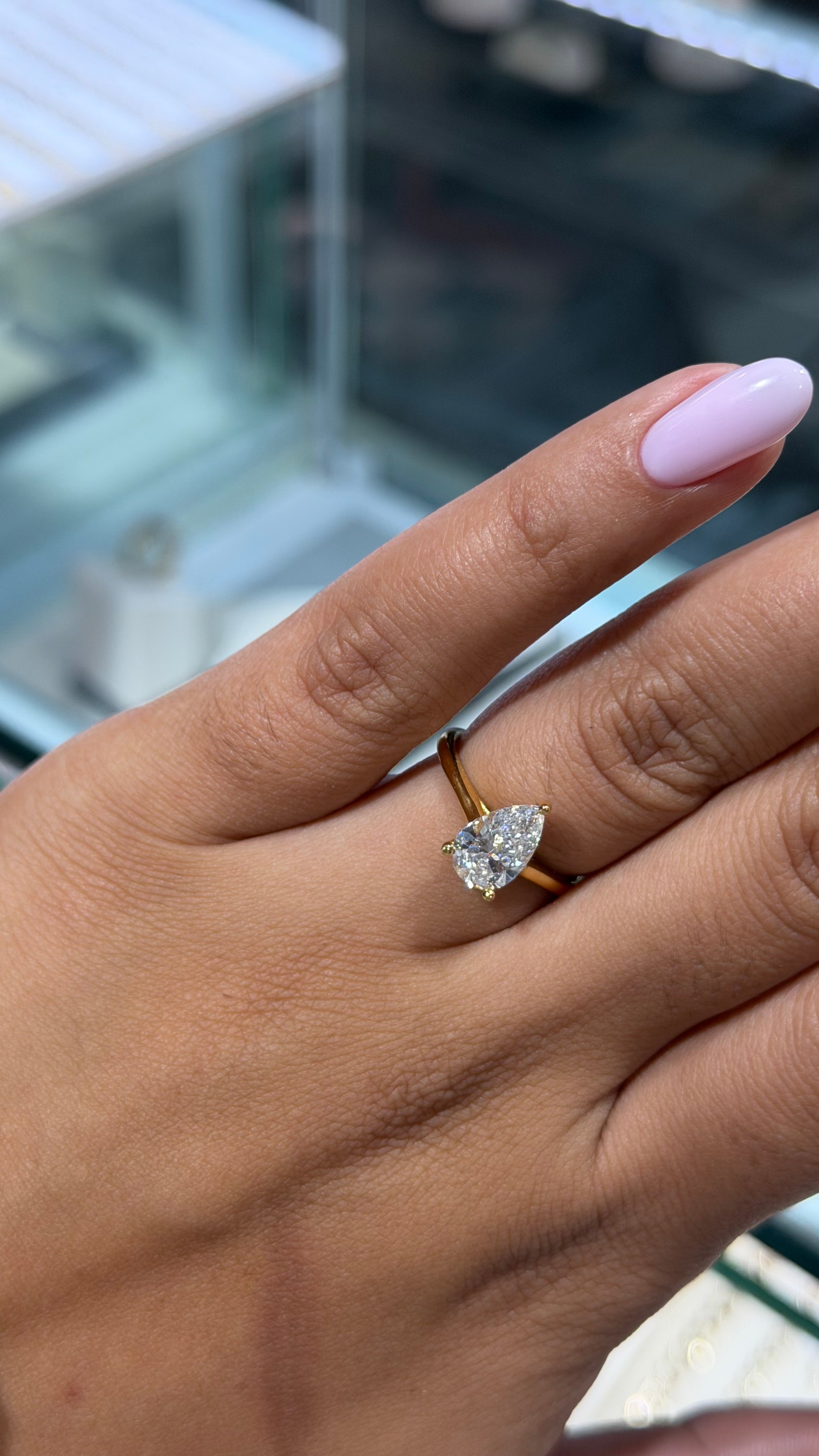 1.58 Pear Cut Lab Diamond Solitaire Ring