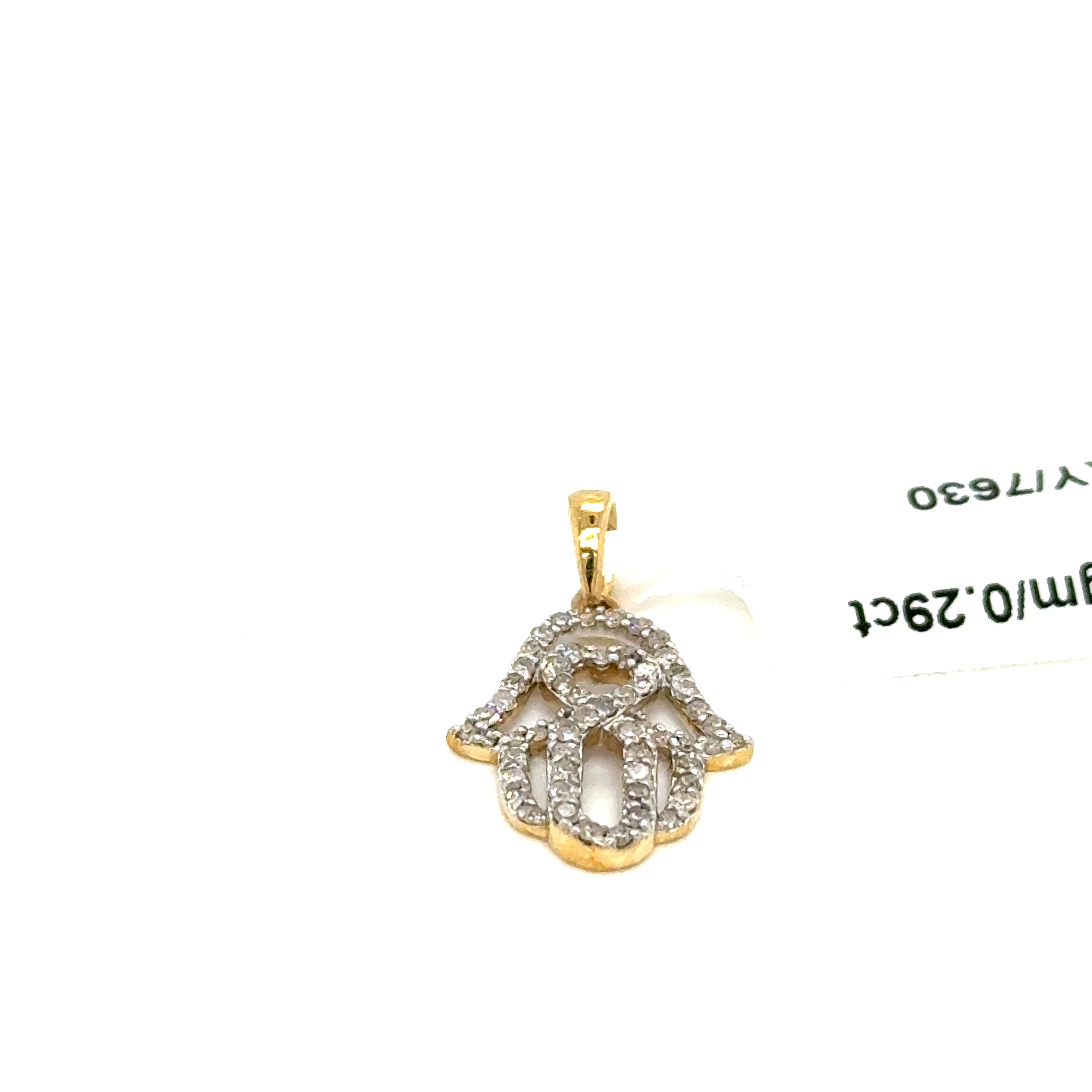 14k Gold - Diamond Hamsa Pendant