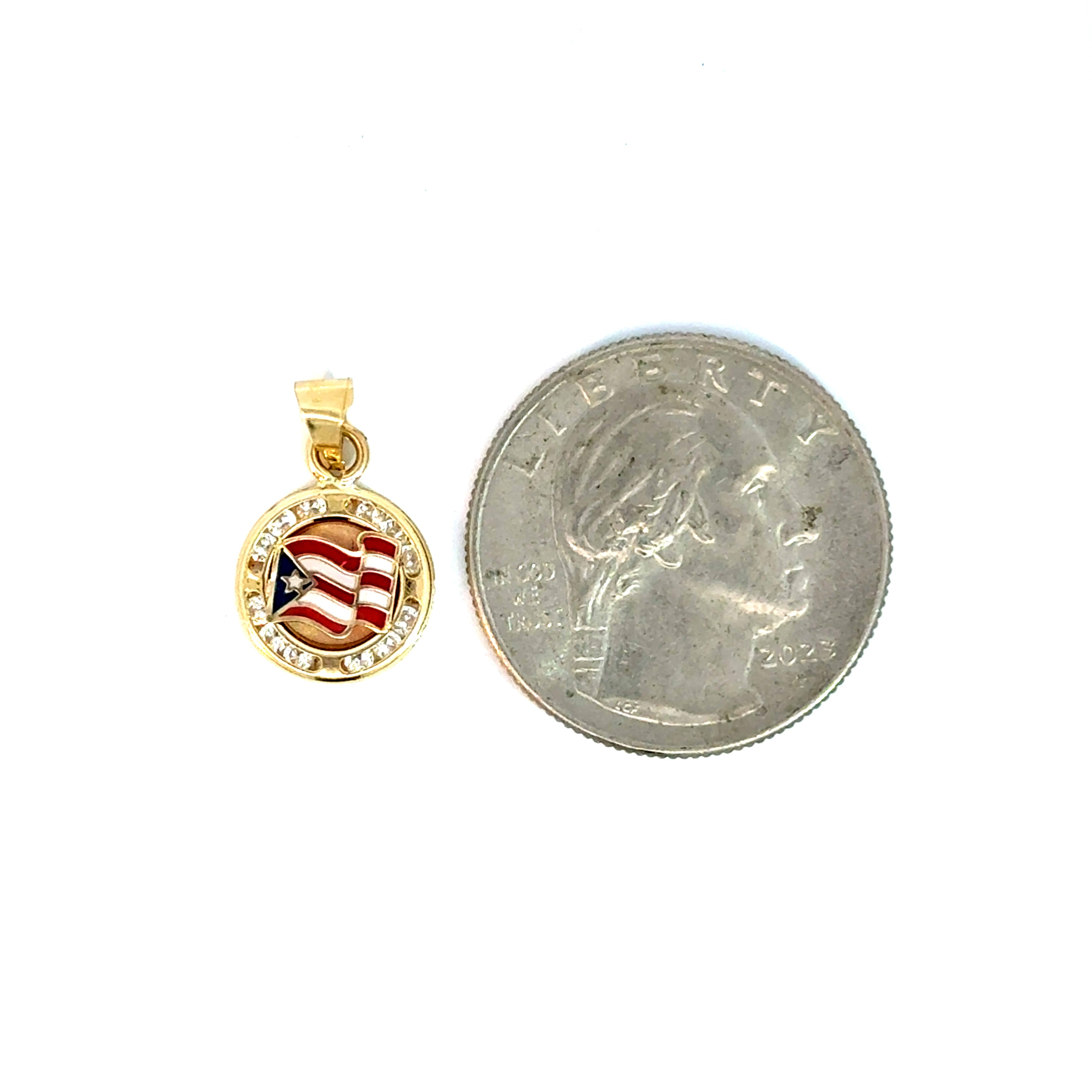 10k Gold - Small Round Puerto Rico Pendant
