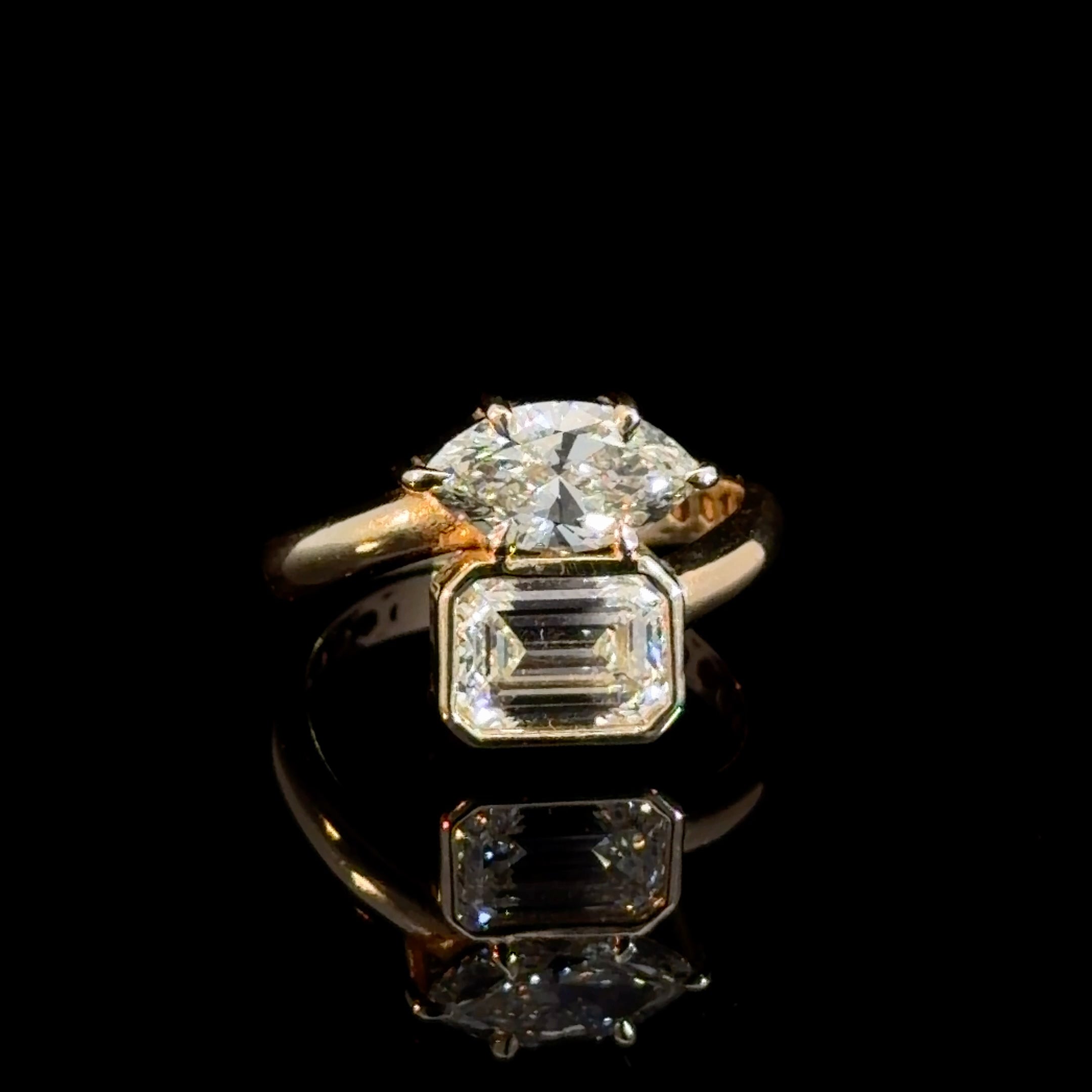 2.60ct Marquise & Emerald Cut Lab Diamond Toi Et Moi Ring