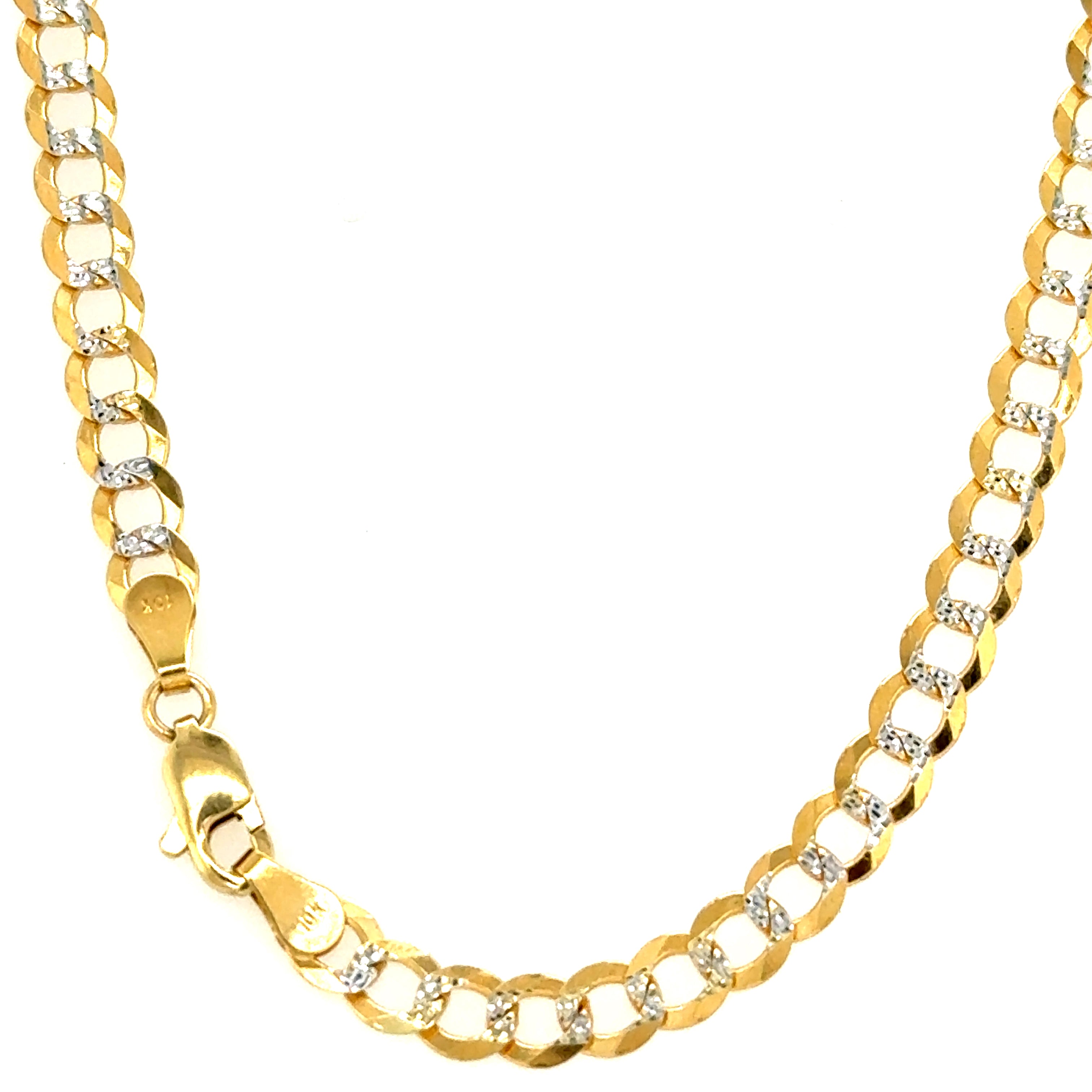 10k Solid Gold - 4.7mm 2 Tone Curb Link Chain