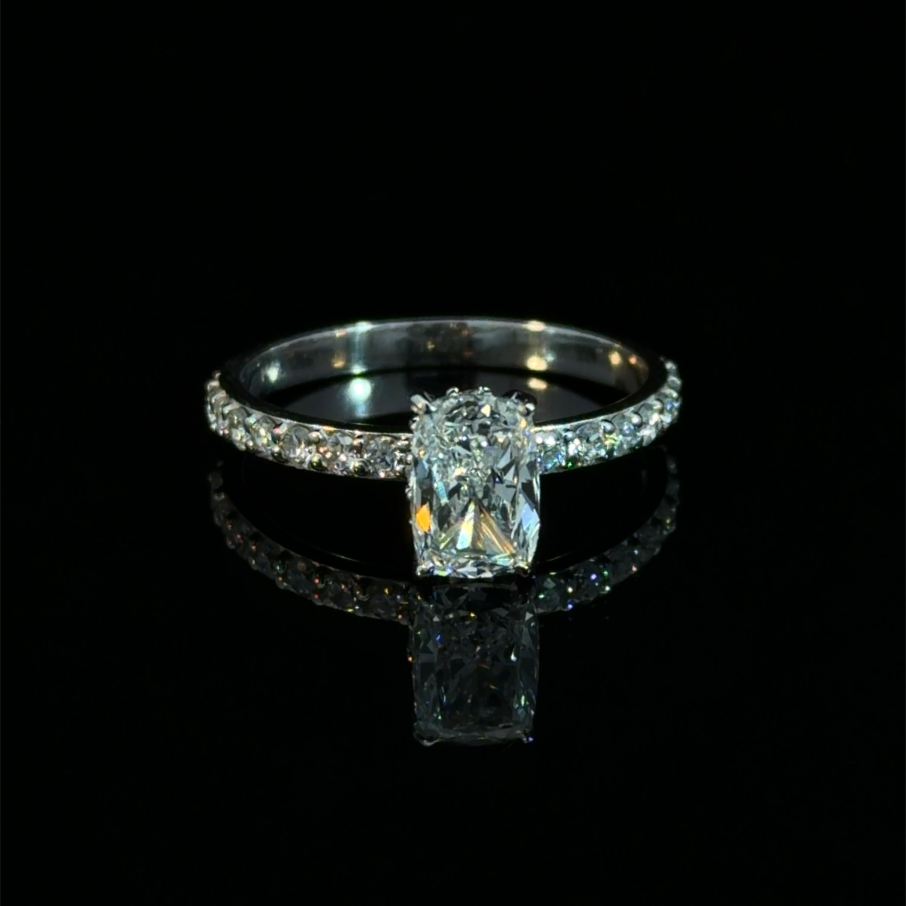 1.48 CT Radiant Cut Lab Grown Diamond Engagement Ring | D Color | 14K Gold