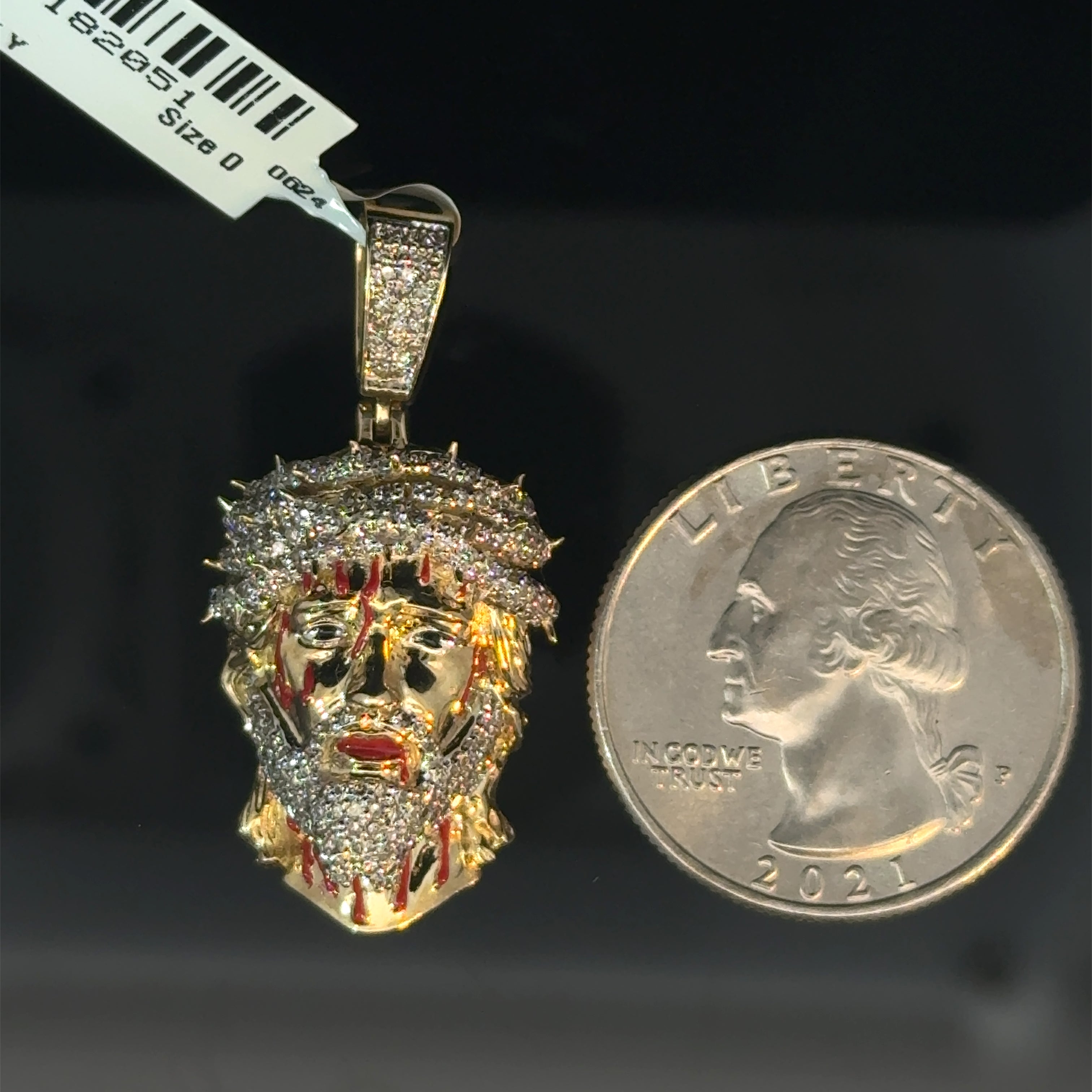 10k Gold & Diamonds - Jesus Face Pendant