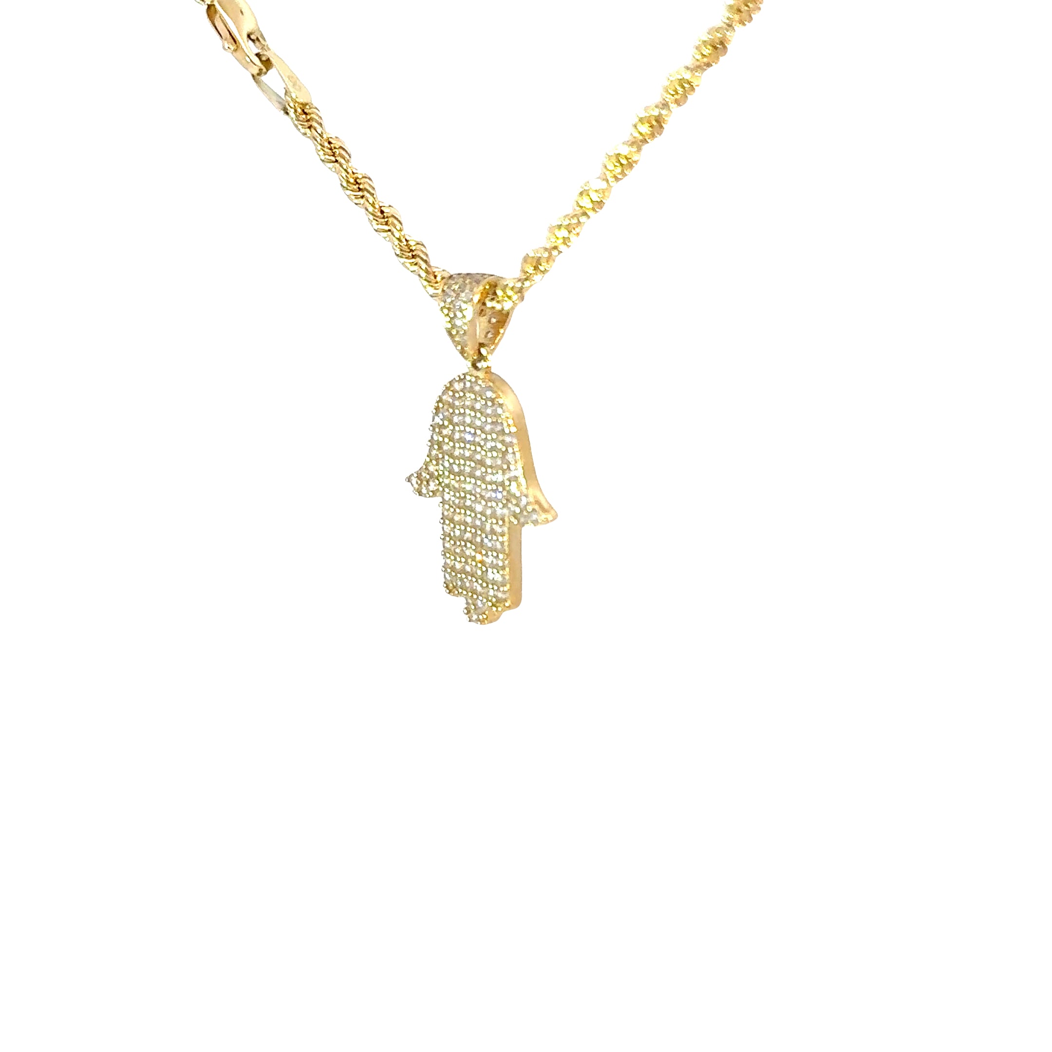 10k Gold Set: 2.3mm rope chain + Hamsa hand