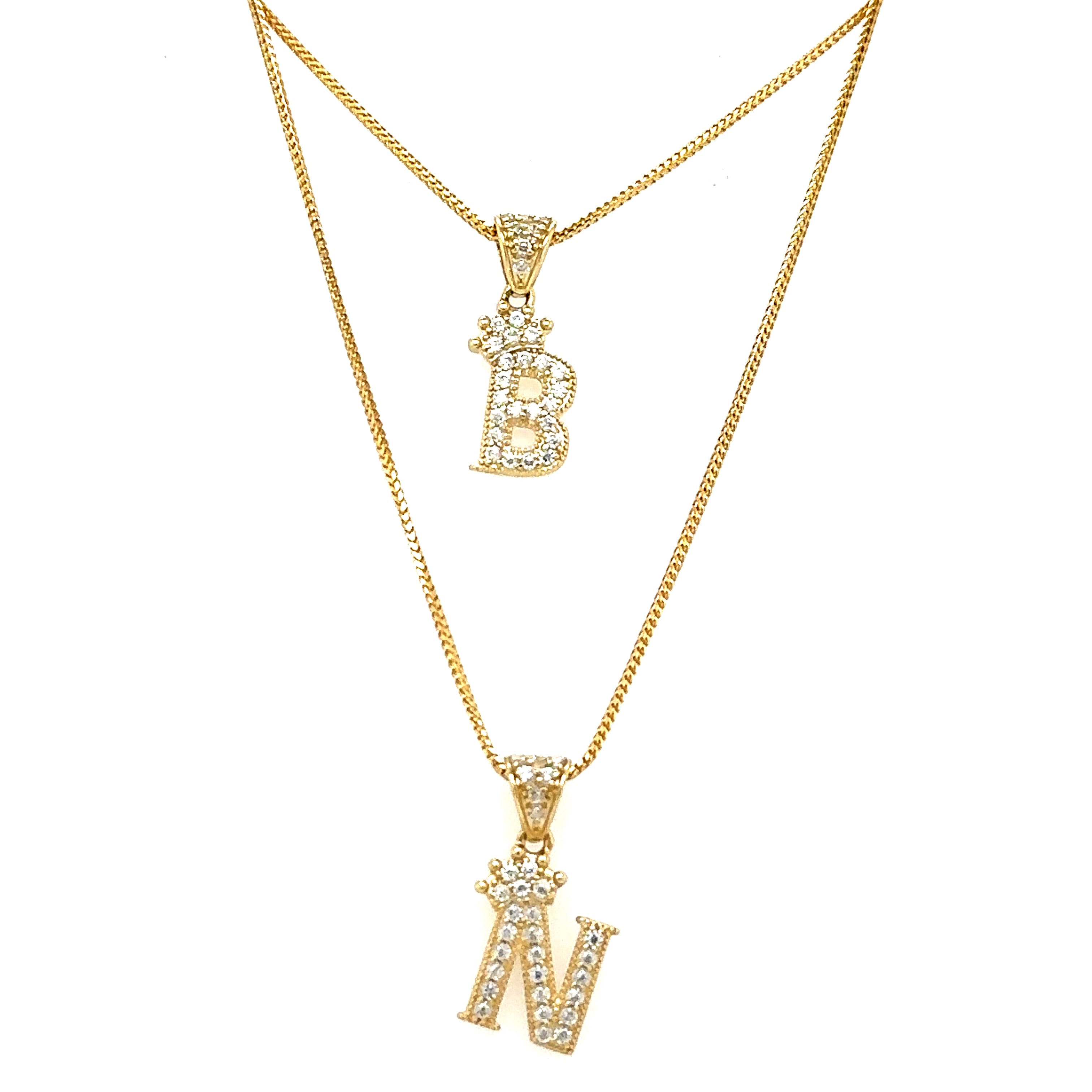 10k Gold Set - 1mm Solid Franco Chain + Initial pendant