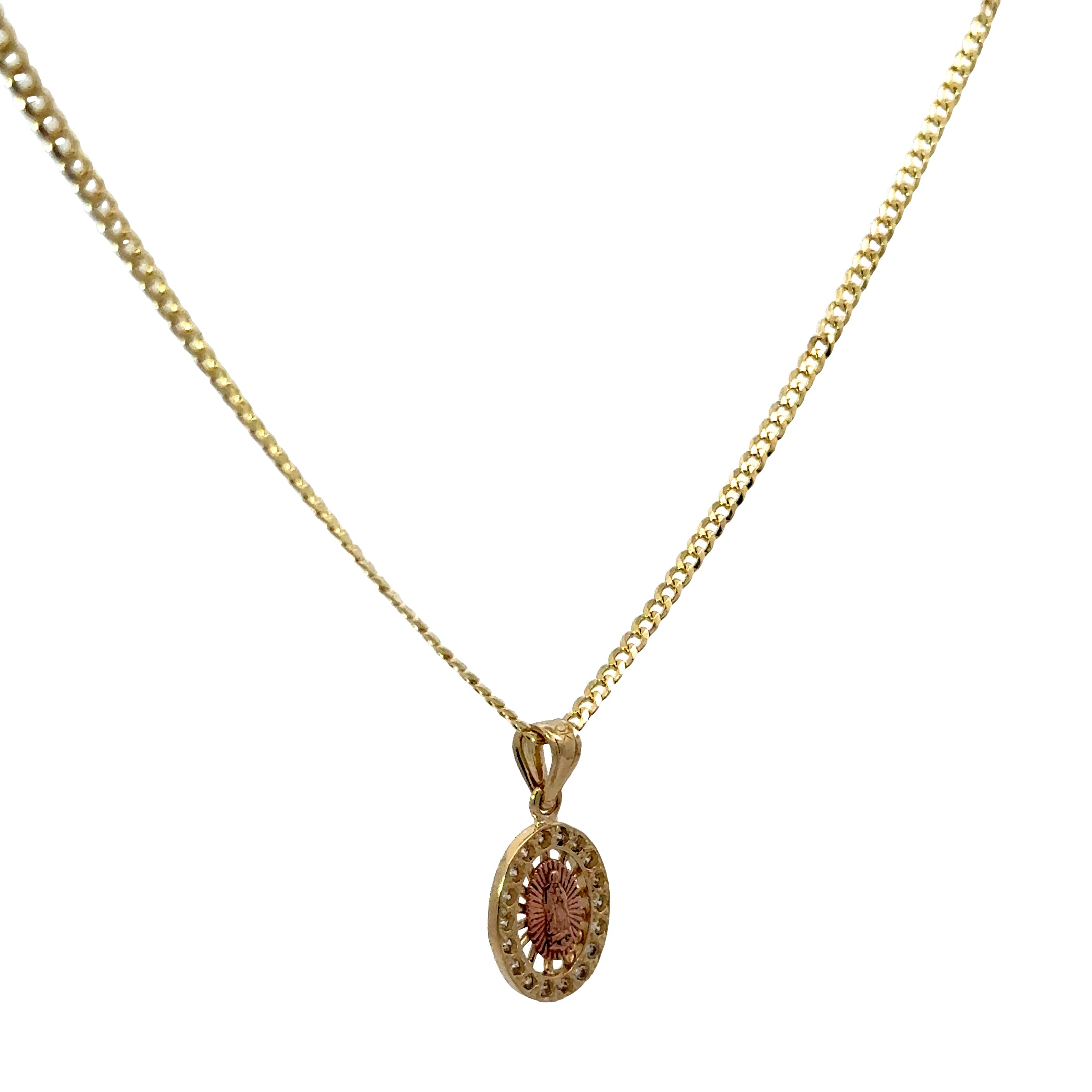 10k Solid Gold Set - 2mm Solid Flat Cuban Chain + Pendant