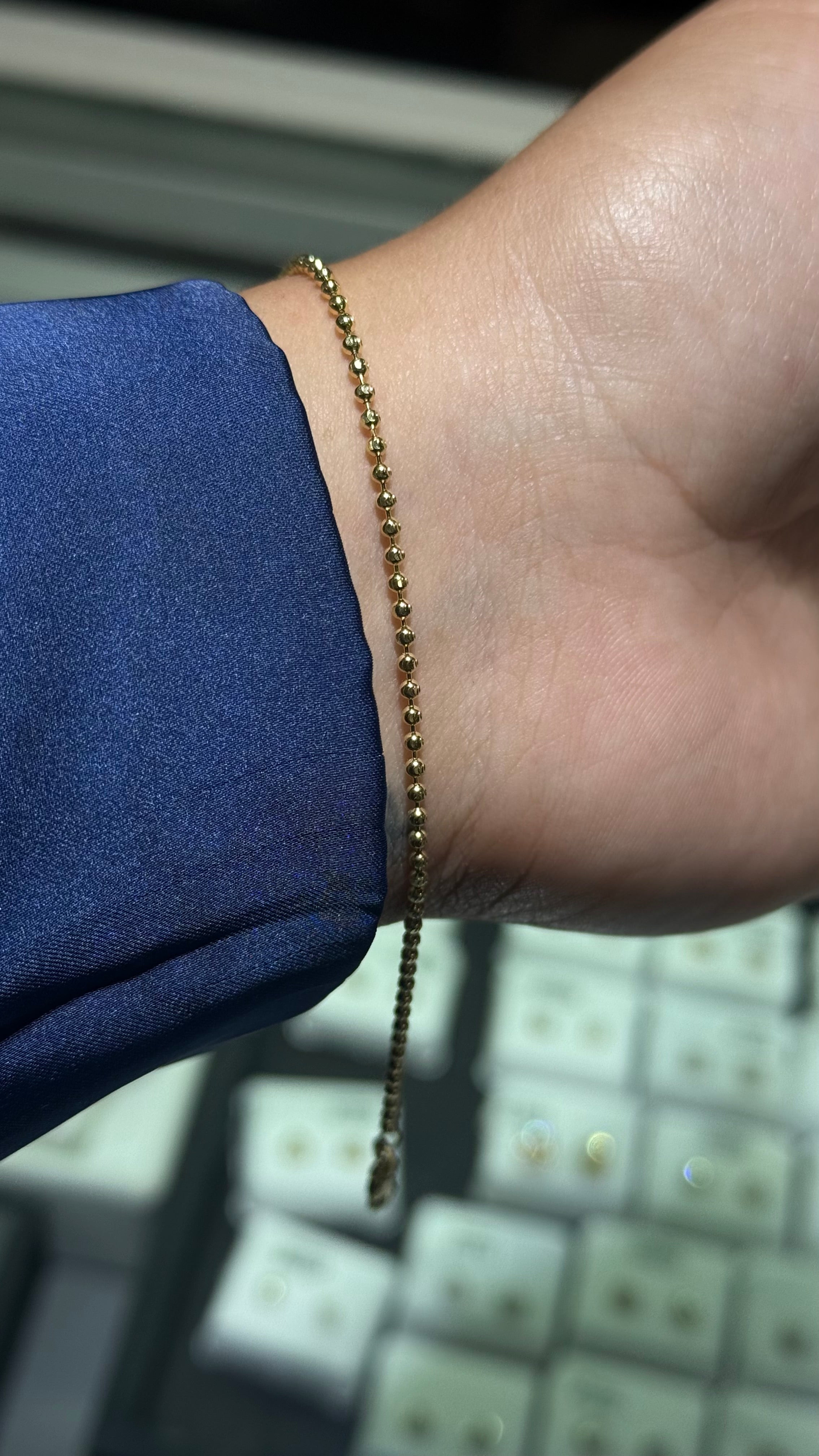 14k Solid Gold - 1.8mm Solid Mooncut Bracelet