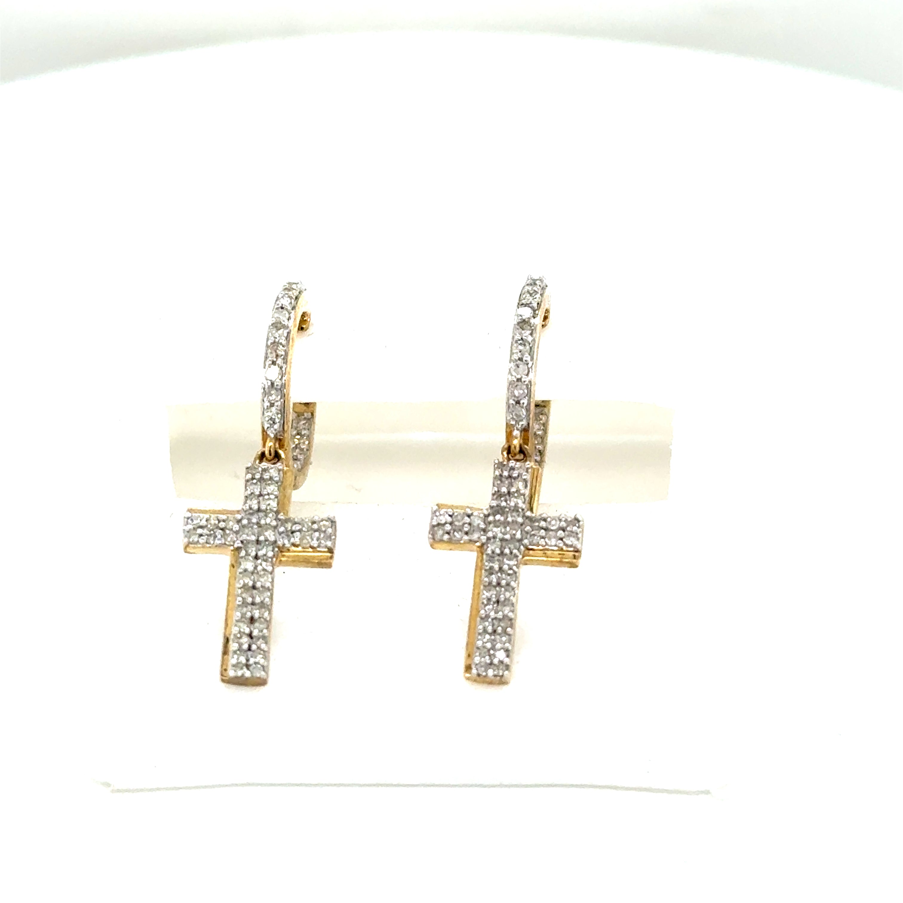 14k Gold- Cross Diamond Huggies