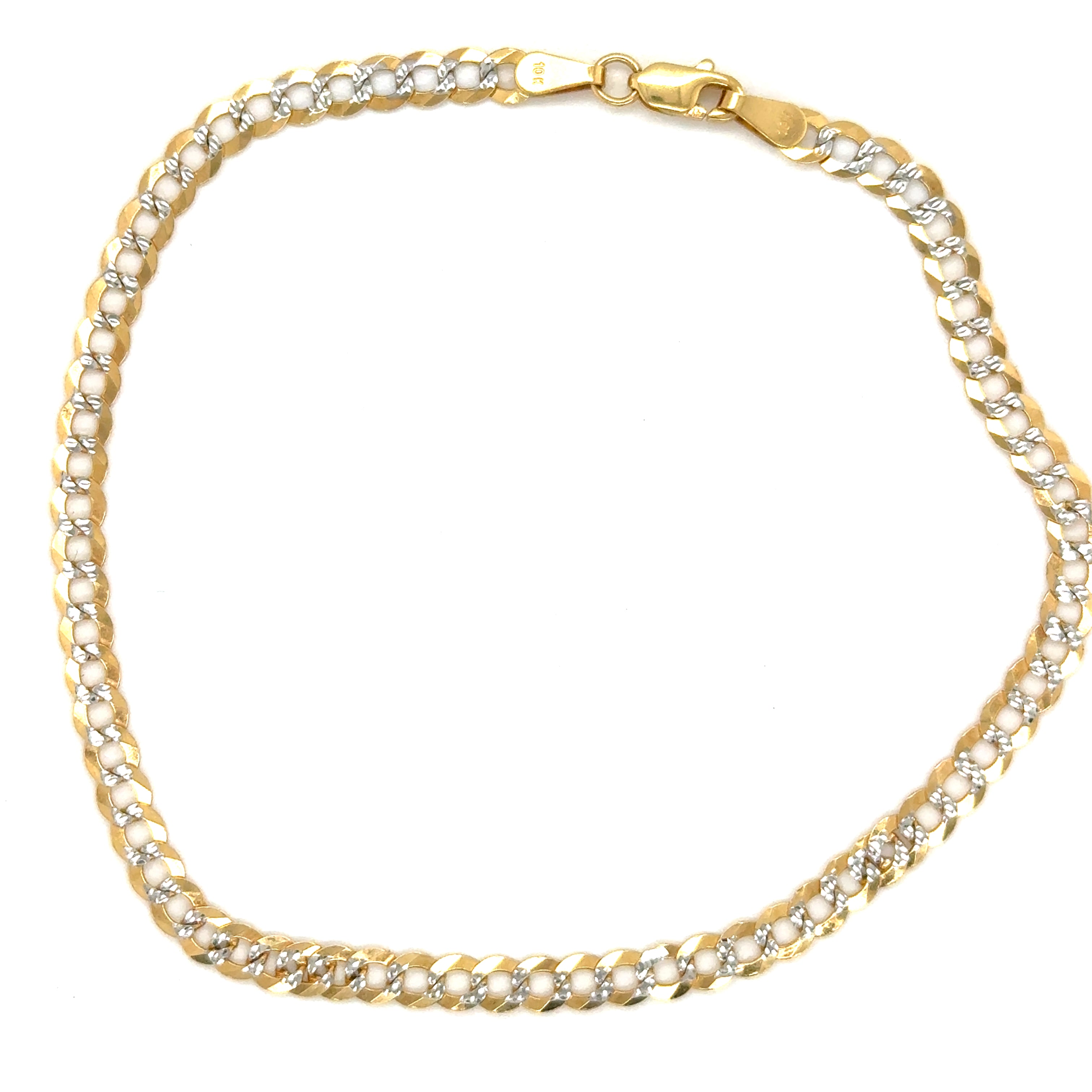 10k Solid Gold - 3.5mm 2-Tone Curb Link Bracelet