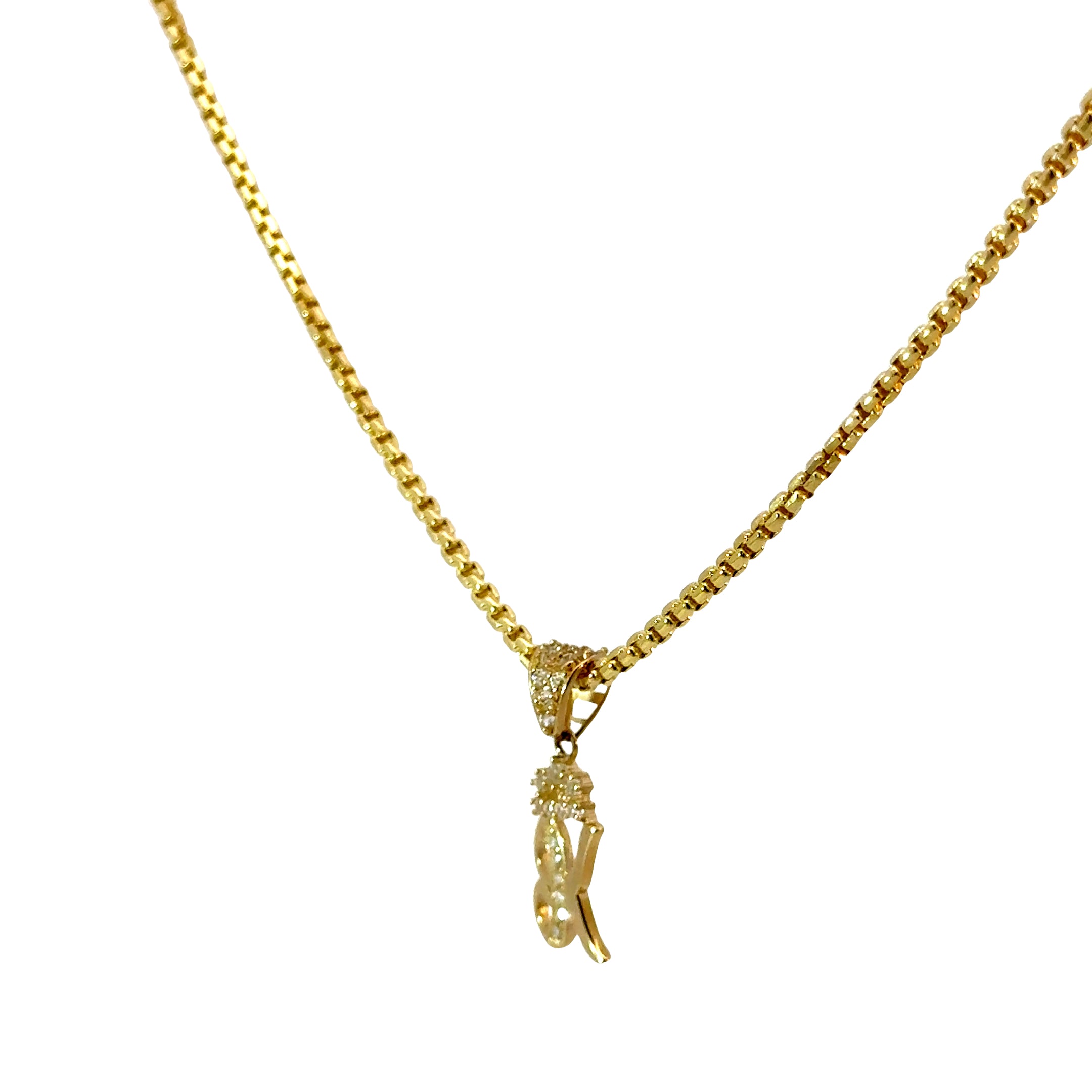 10k Gold Set - 1.8mm Round Box Chain + Initial