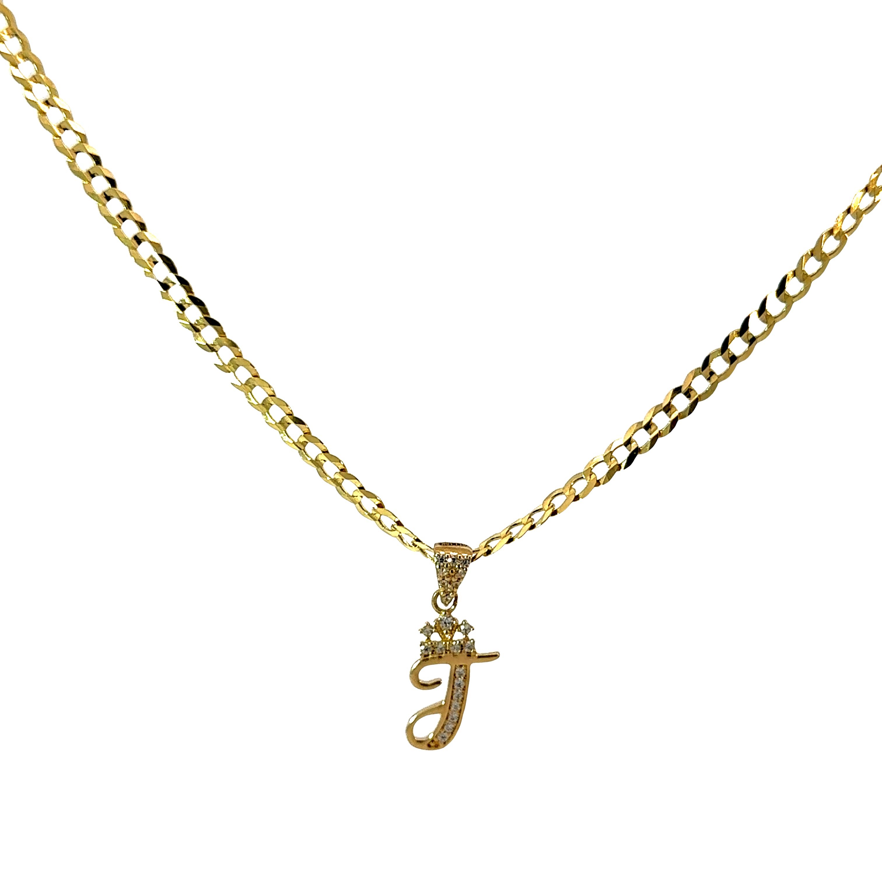 10k Gold Set - 3mm Solid Flat Cuban Chain + Initial