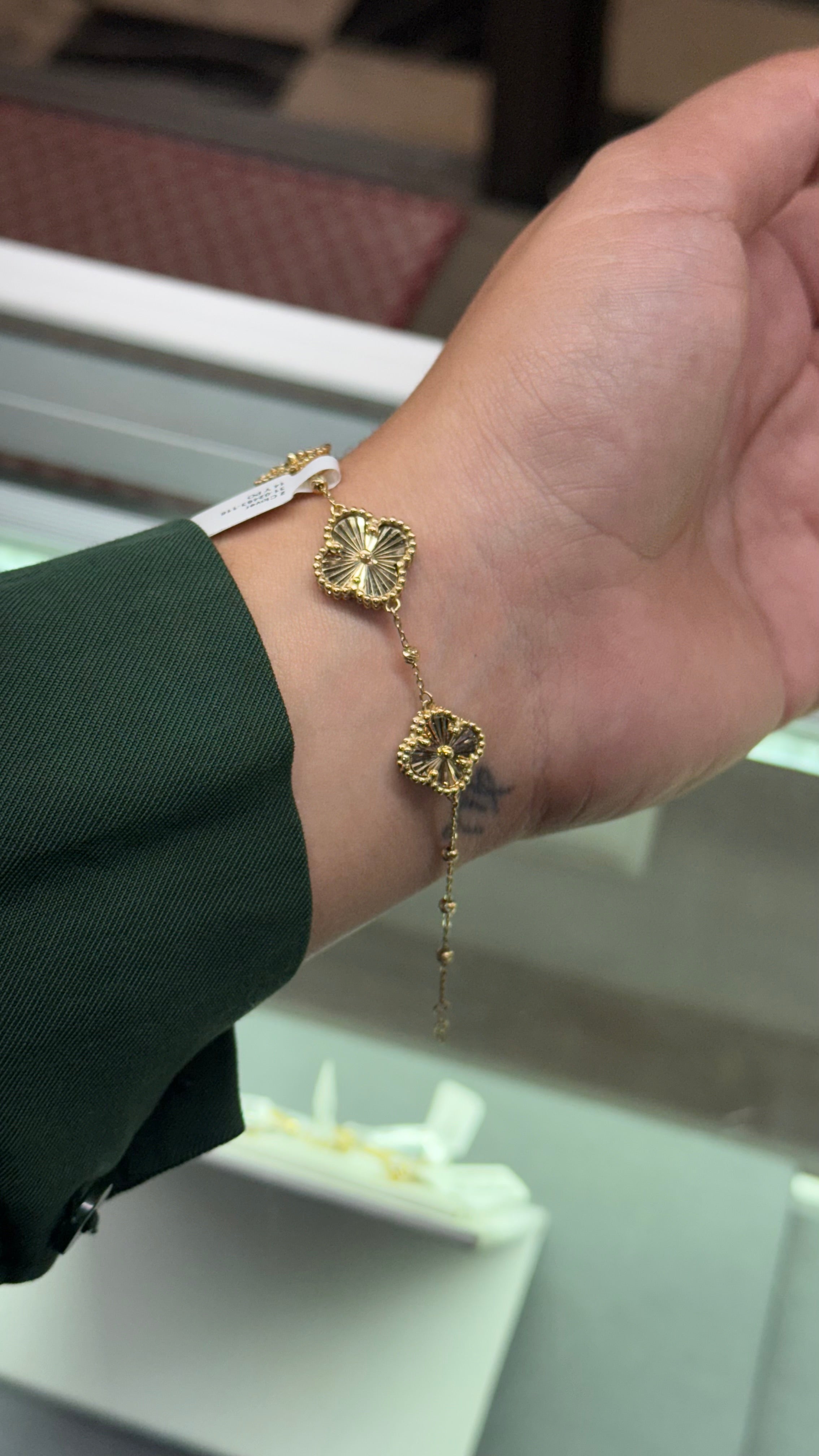 14k Gold - Gold Beads Clover Bracelet