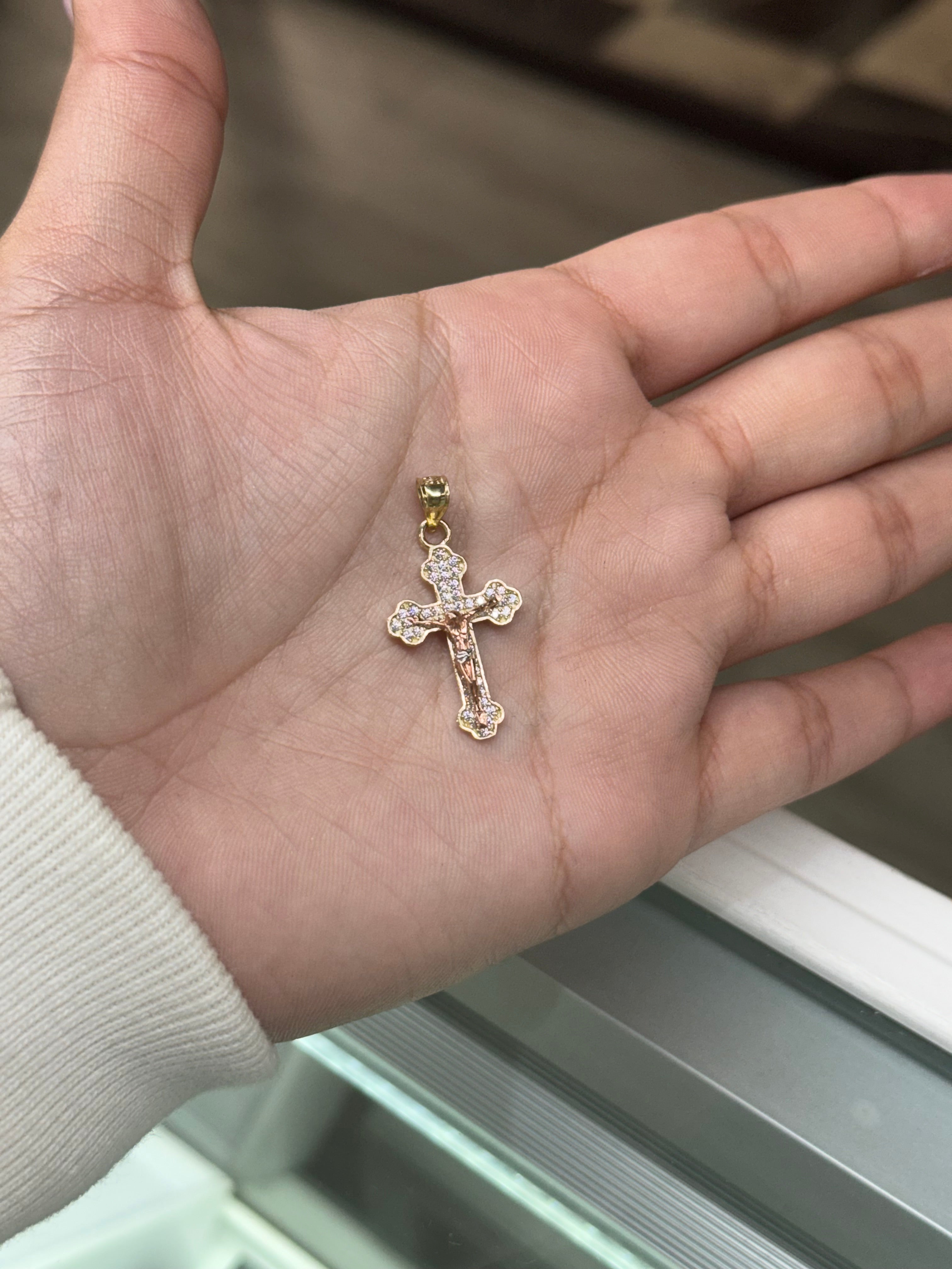 10k Gold - 2-tone Cross Pendant