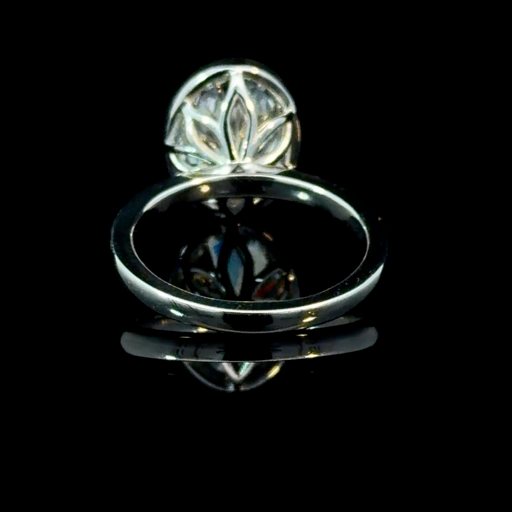 Oval Cut Lab Grown Diamond Bezel Set Solitaire Engagement Ring | 14K White Gold