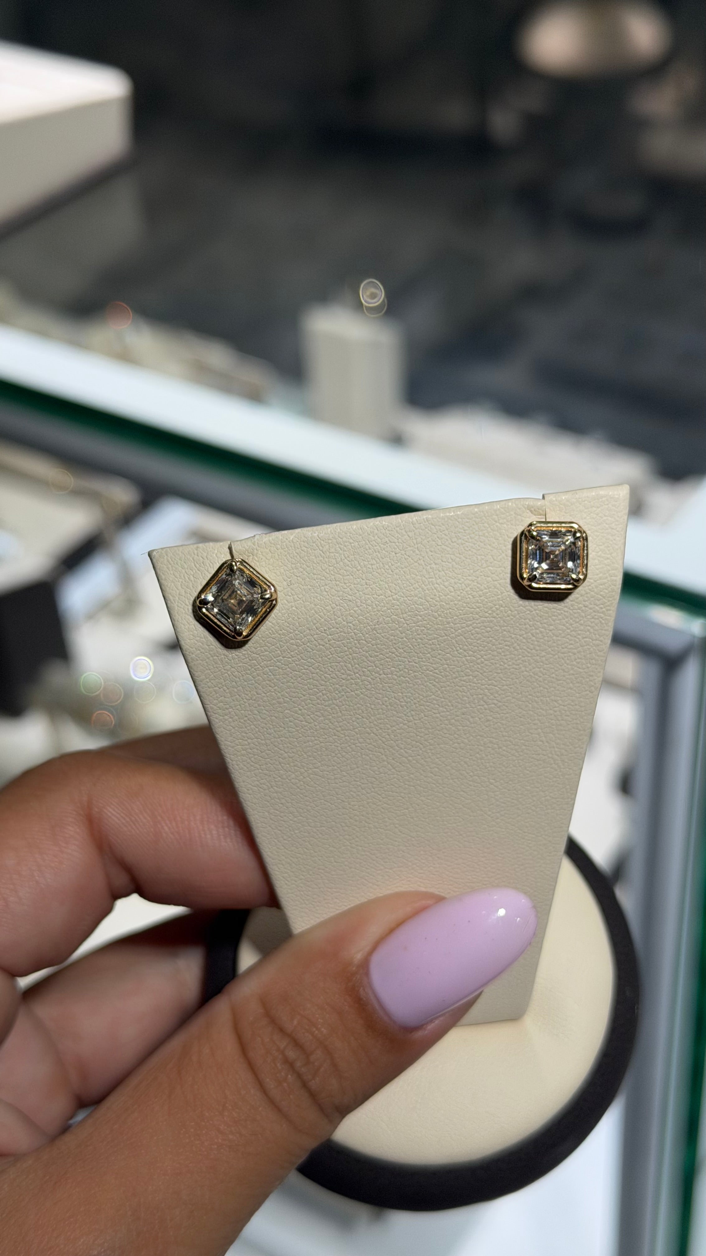 2.20ct Asscher-Cut Diamond Bezel Studs