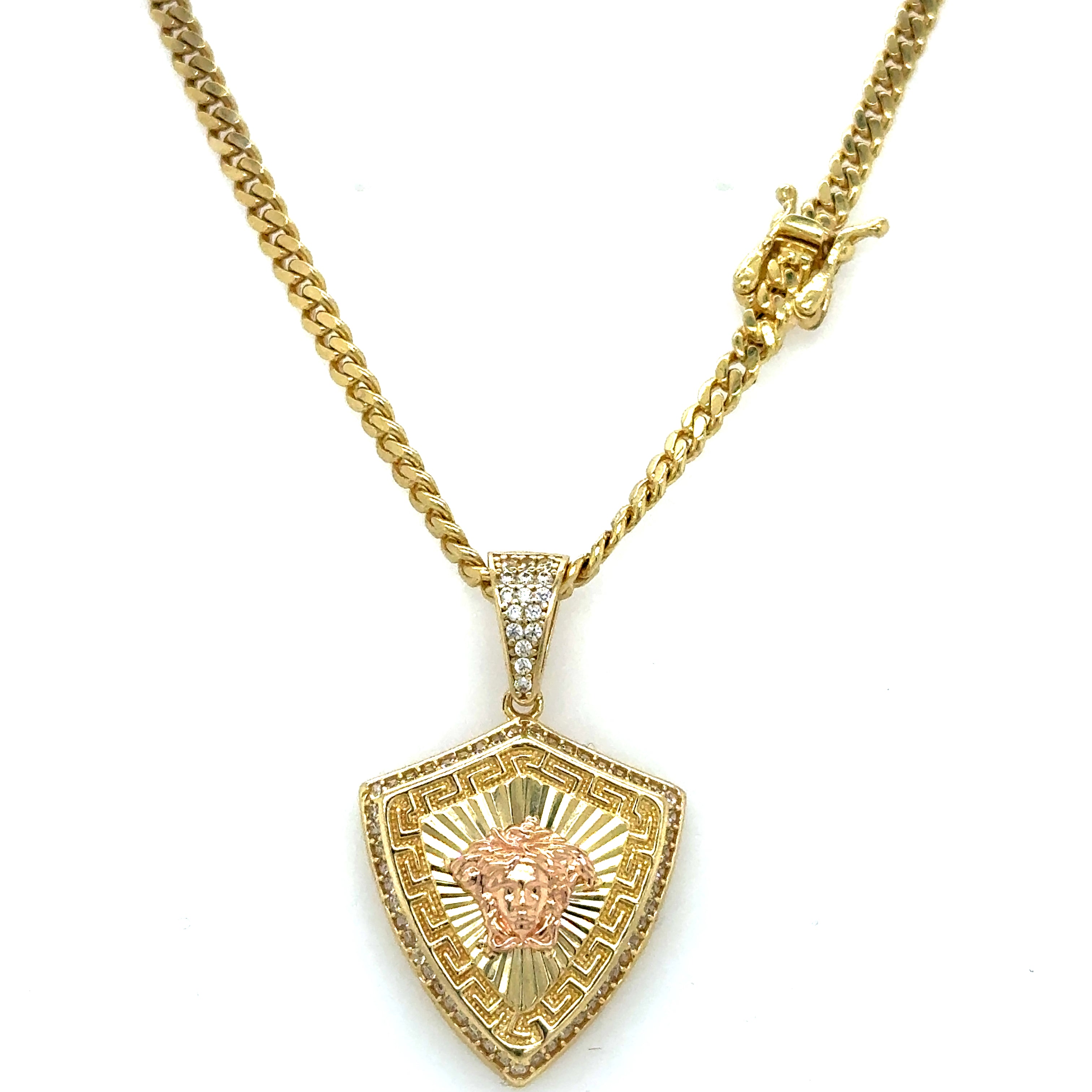 Gold Set - 3mm Solid Cuban + Pendant