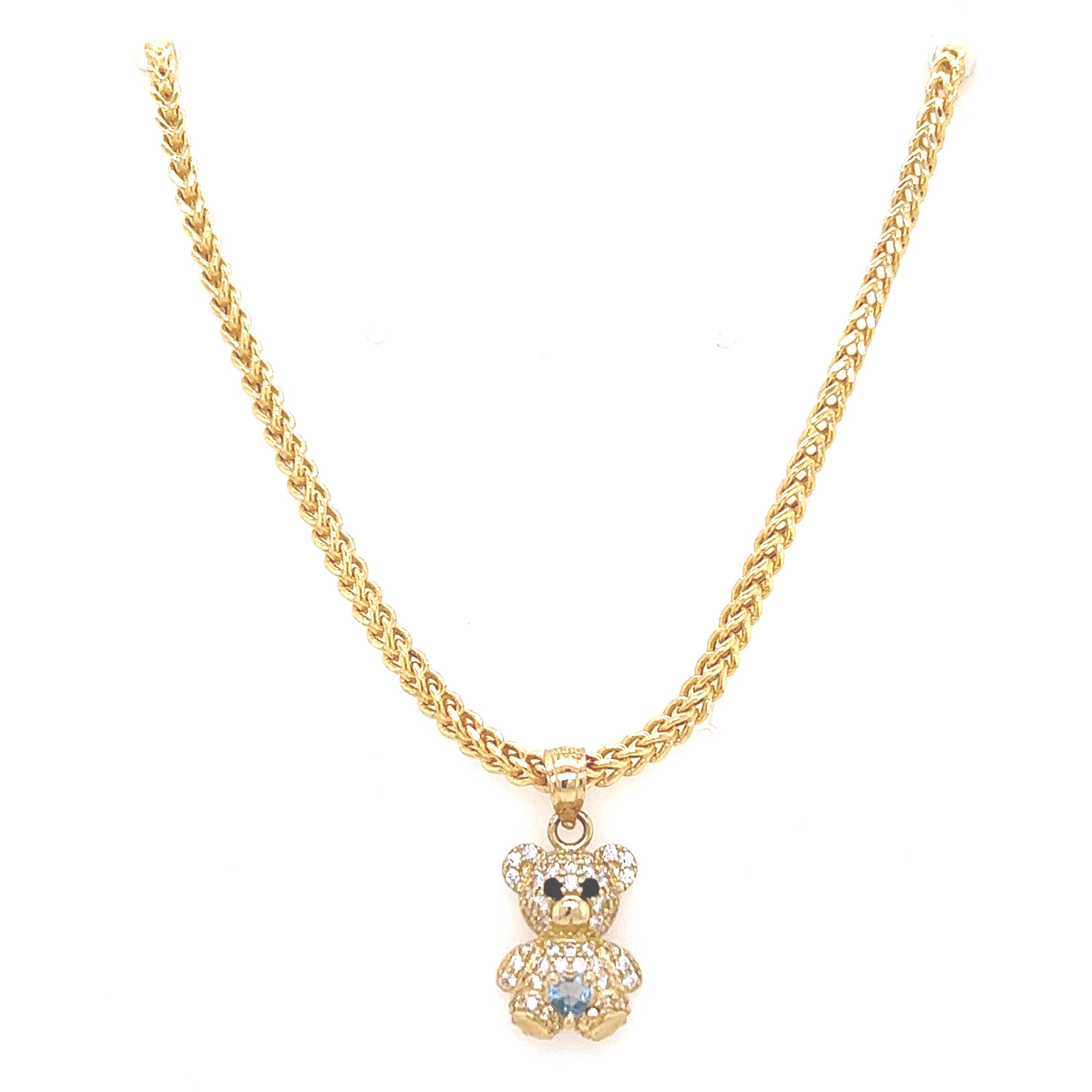 Gold Set - 10k 2.2mm Franco Chain + 14k Bear