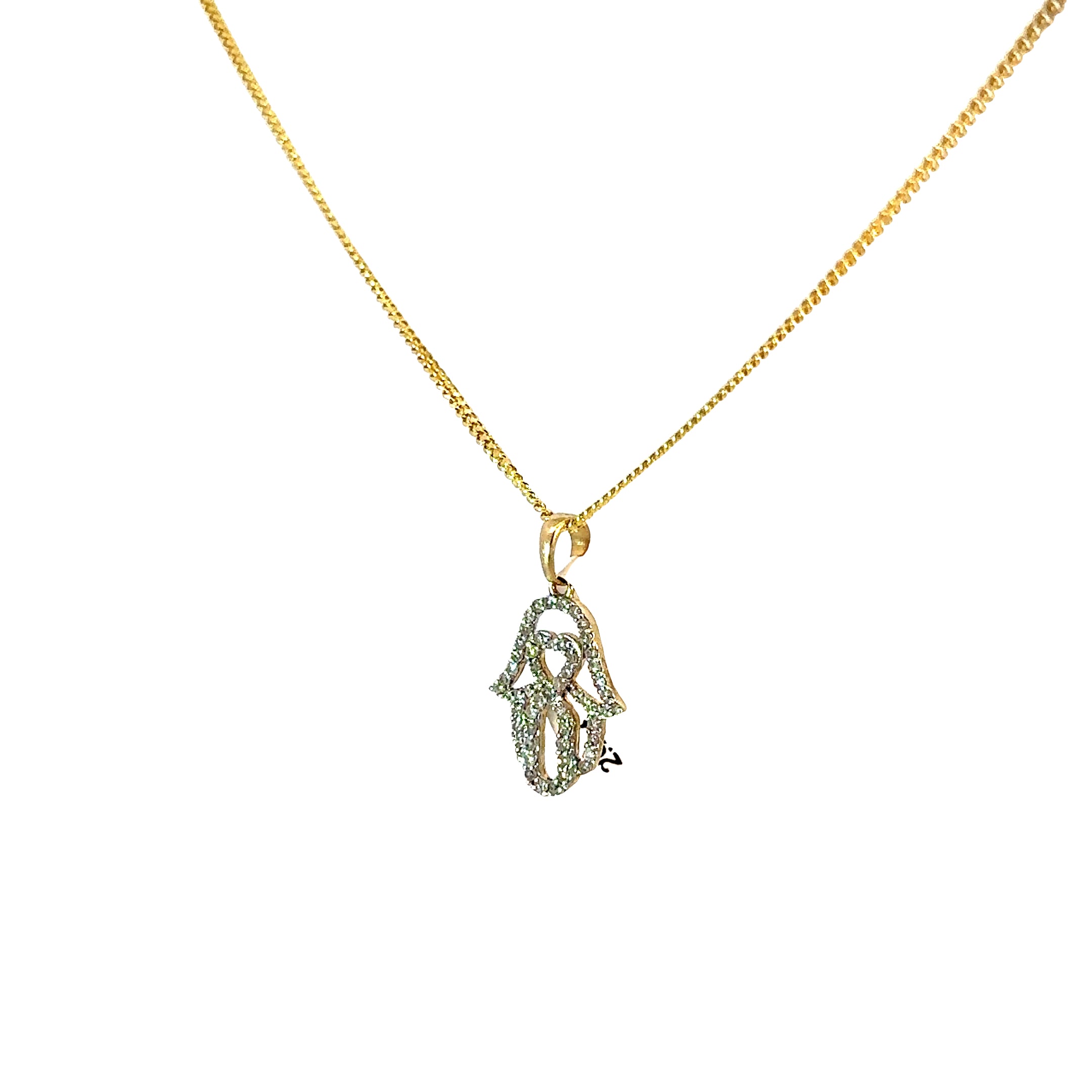 14k Gold Set - 1.5mm Solid Cuban + Diamonds Pendant