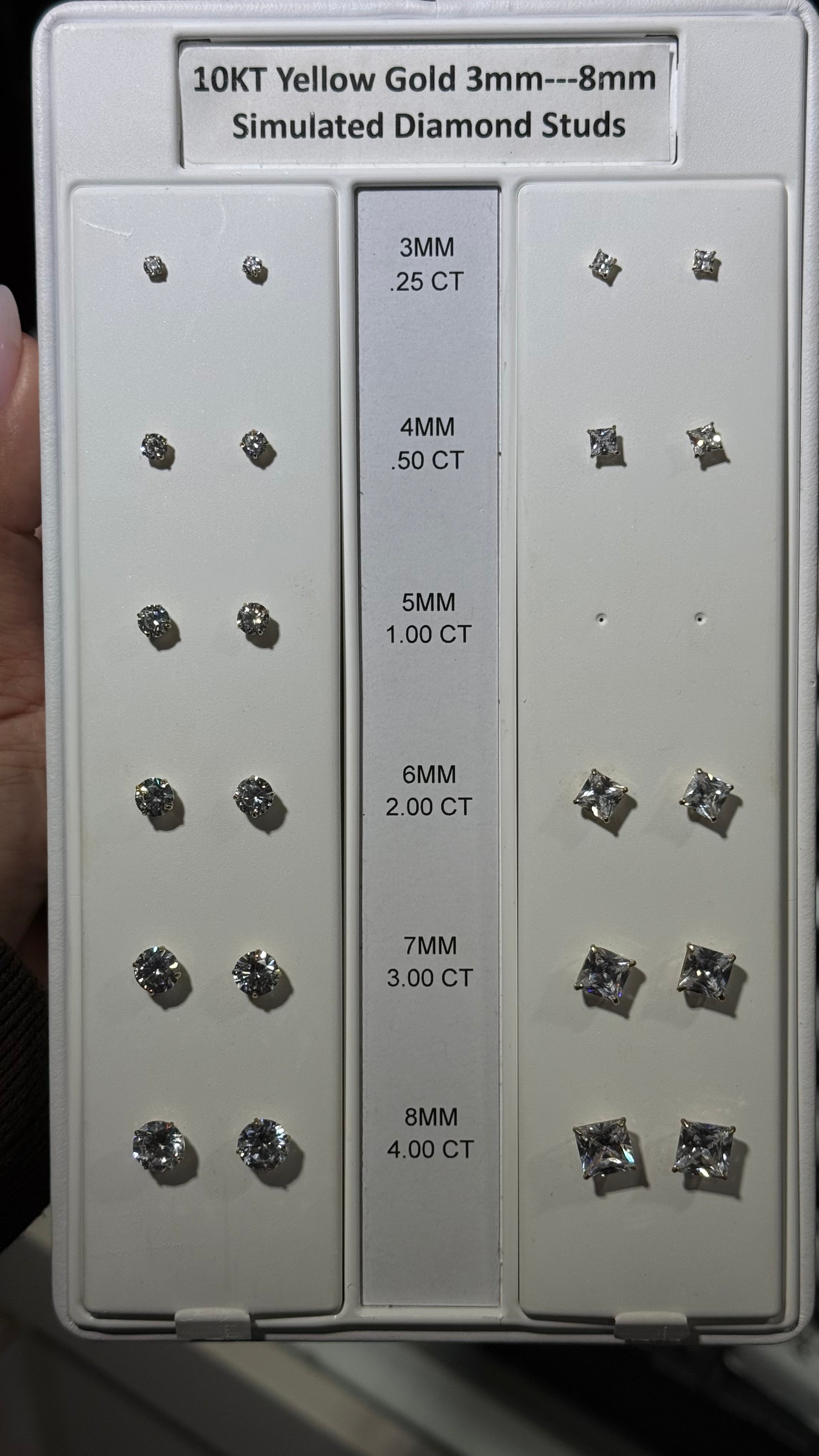10k Gold - 5mm Round White CZ Stud