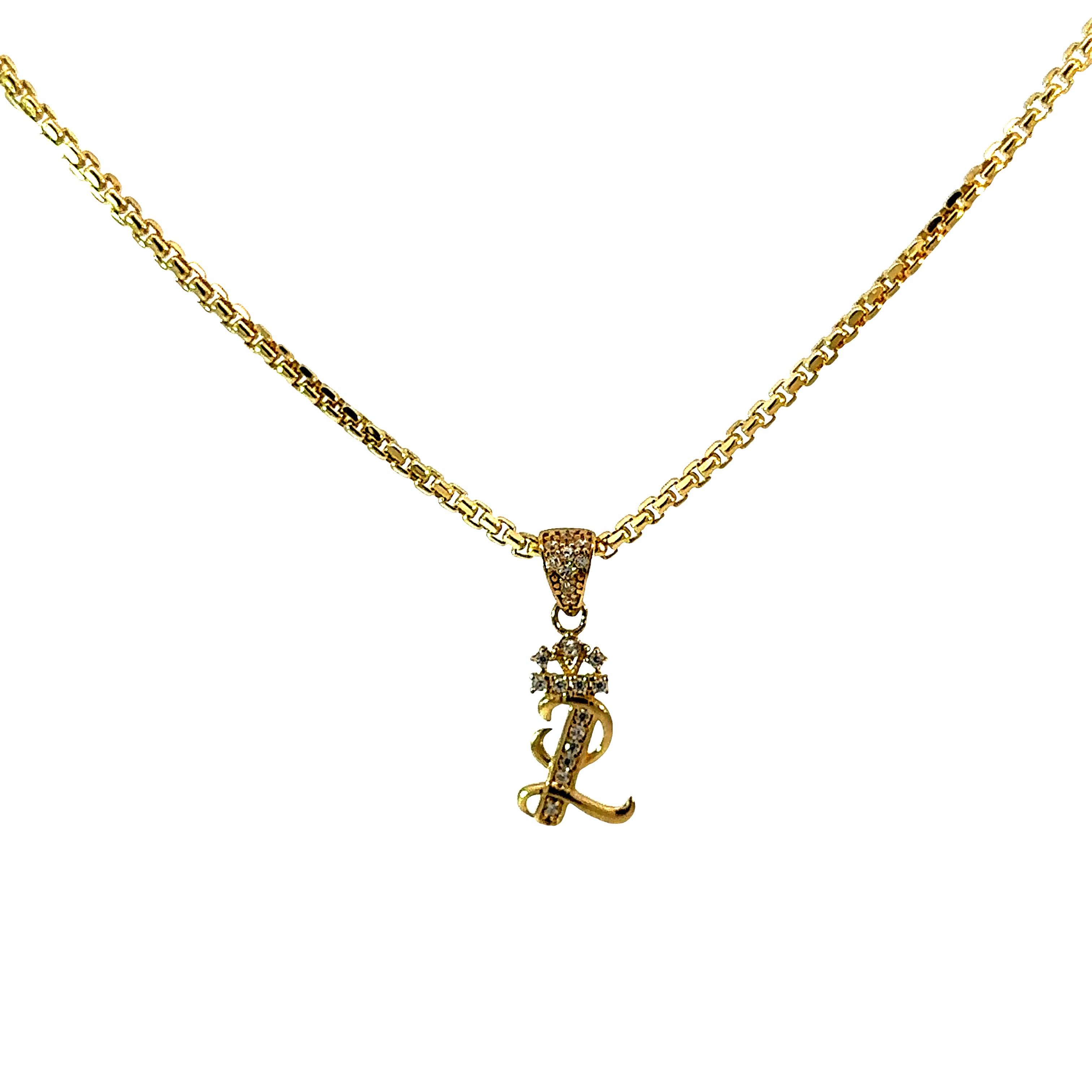 10k Gold Set - 1.8mm Round Box Chain + Initial