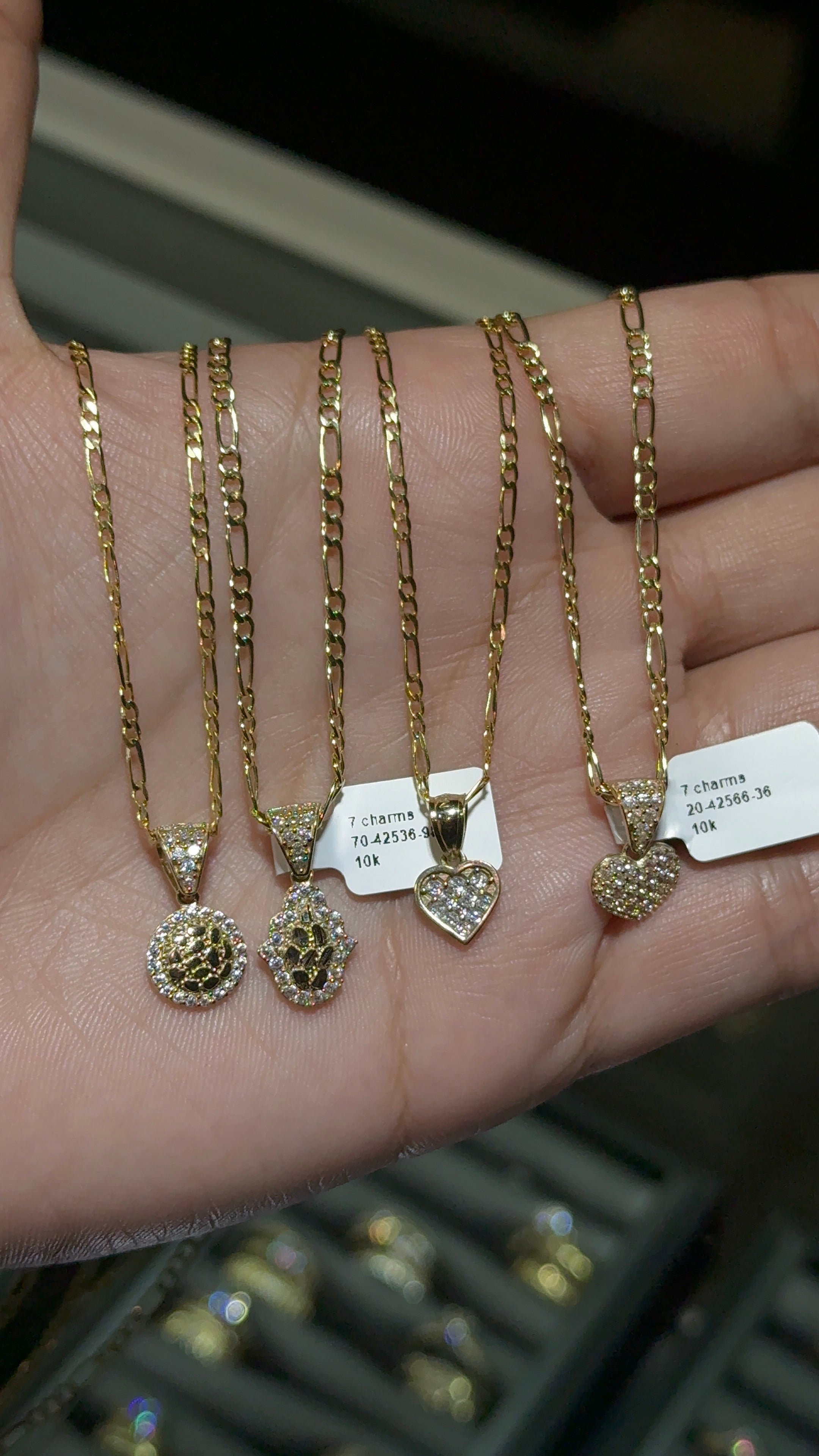 10k Gold Set - 2mm Solid Figaro Chain + Pendant