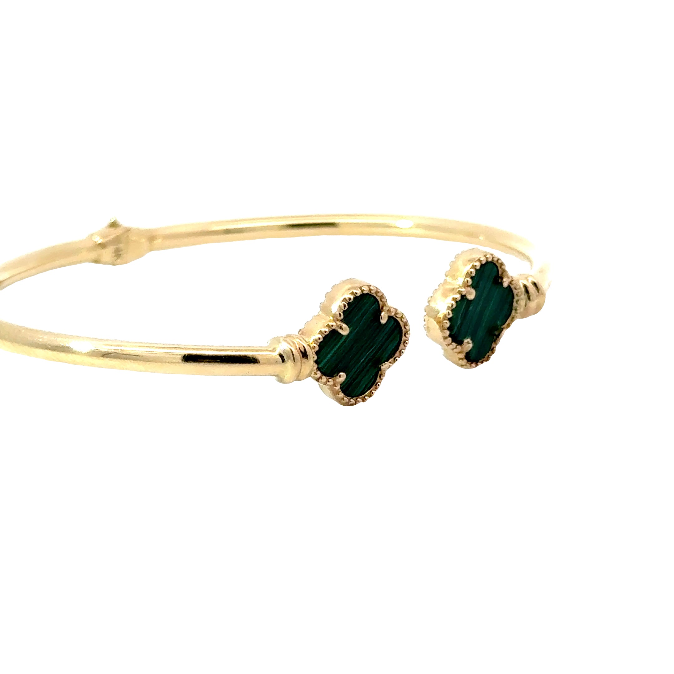 14k Gold - Green Clover Bangle