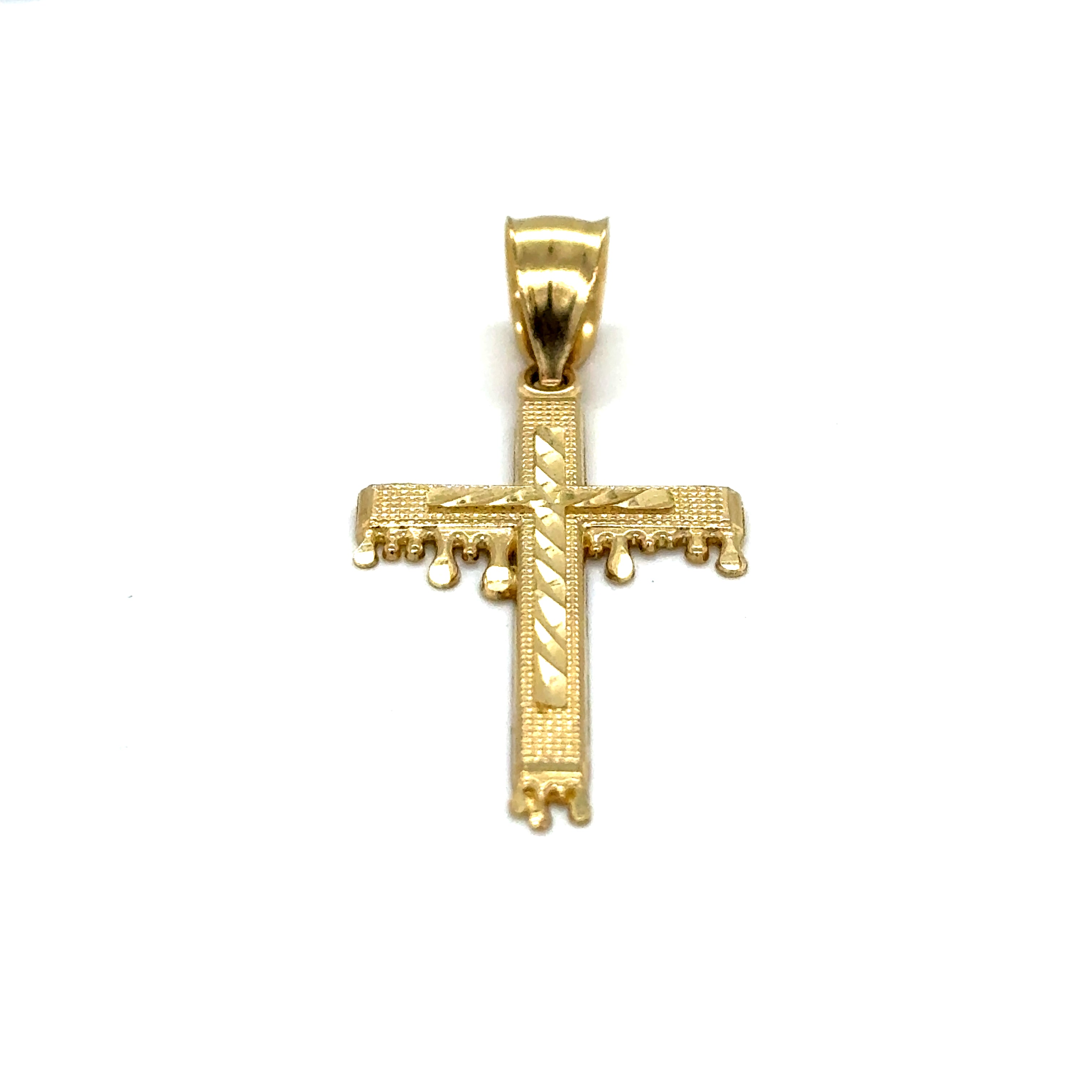 10k Gold - Dripping Cross Pendant