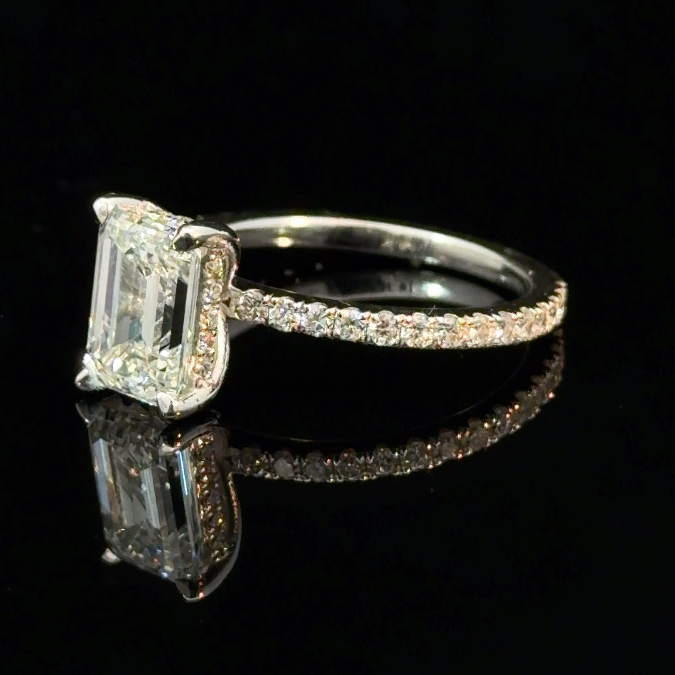 2.58ct Emerald Cut Lab Diamond Pave Ring
