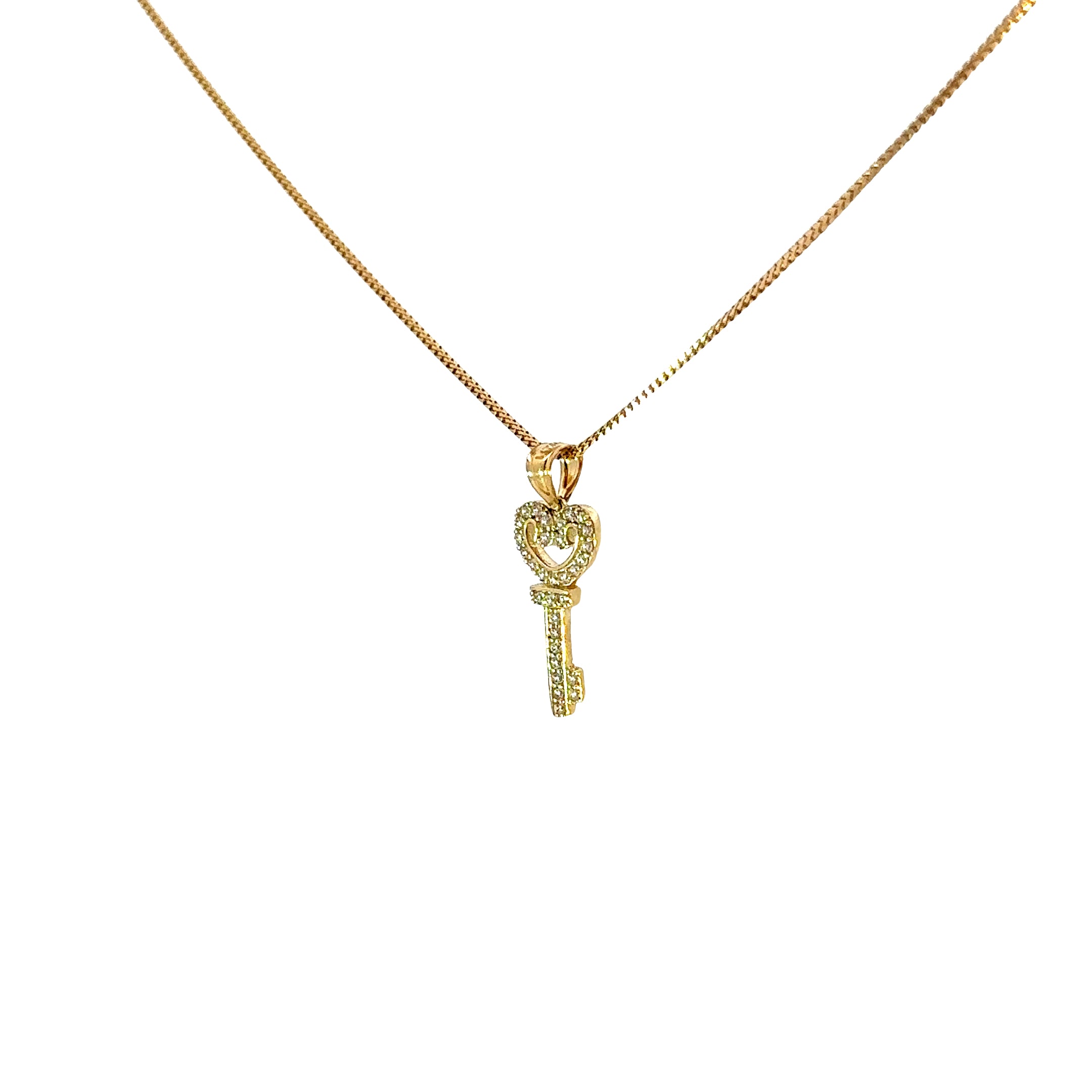 10k Gold Set - 1mm Solid Franco Chain + Key Pendant