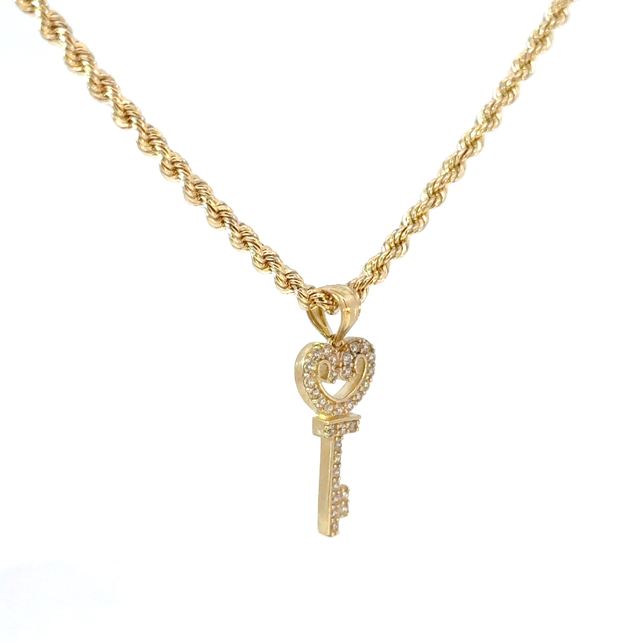 10k Gold Set : 2.3mm Rope + Key Pendant