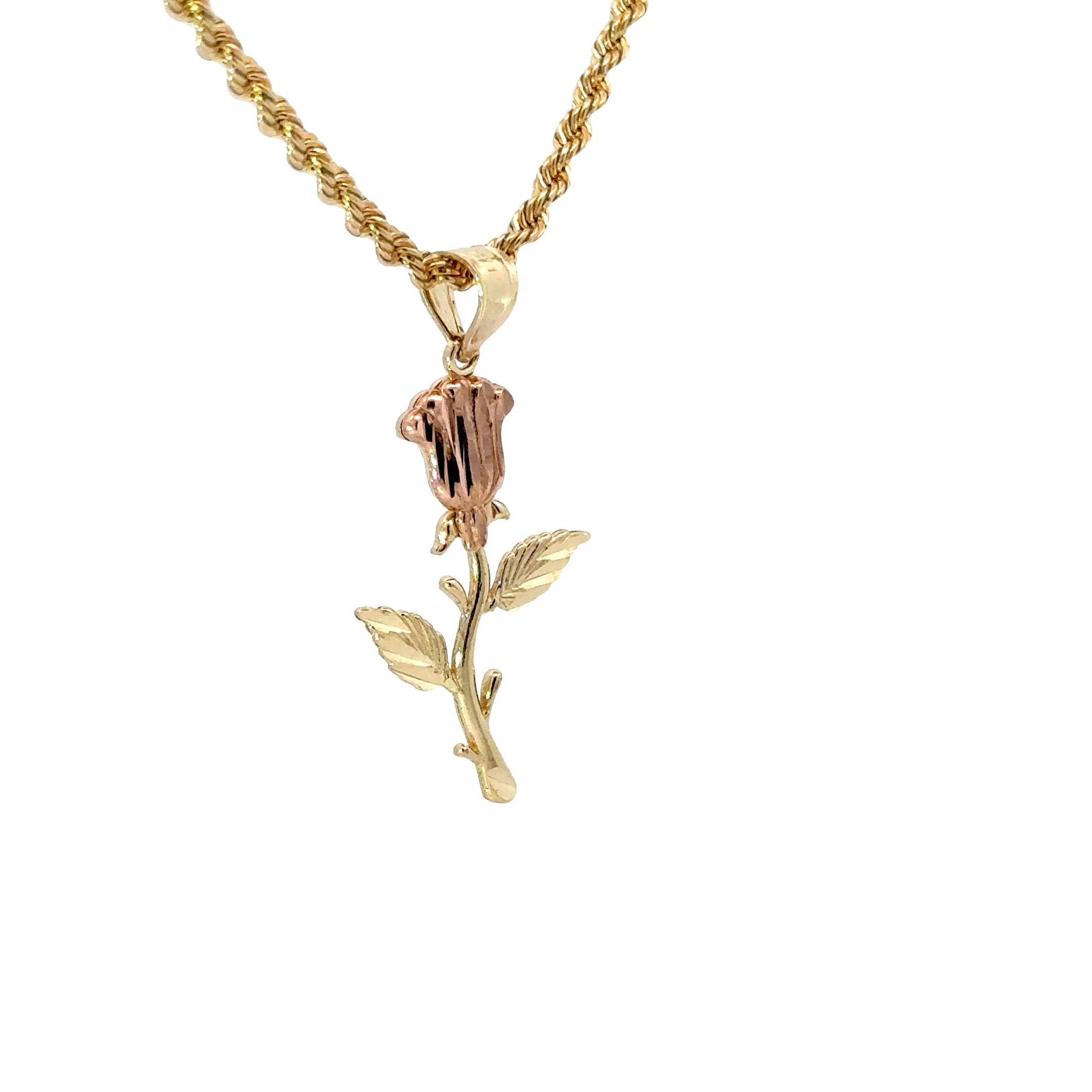 10k Gold Set: 2.3mm Rope + Rose pendant