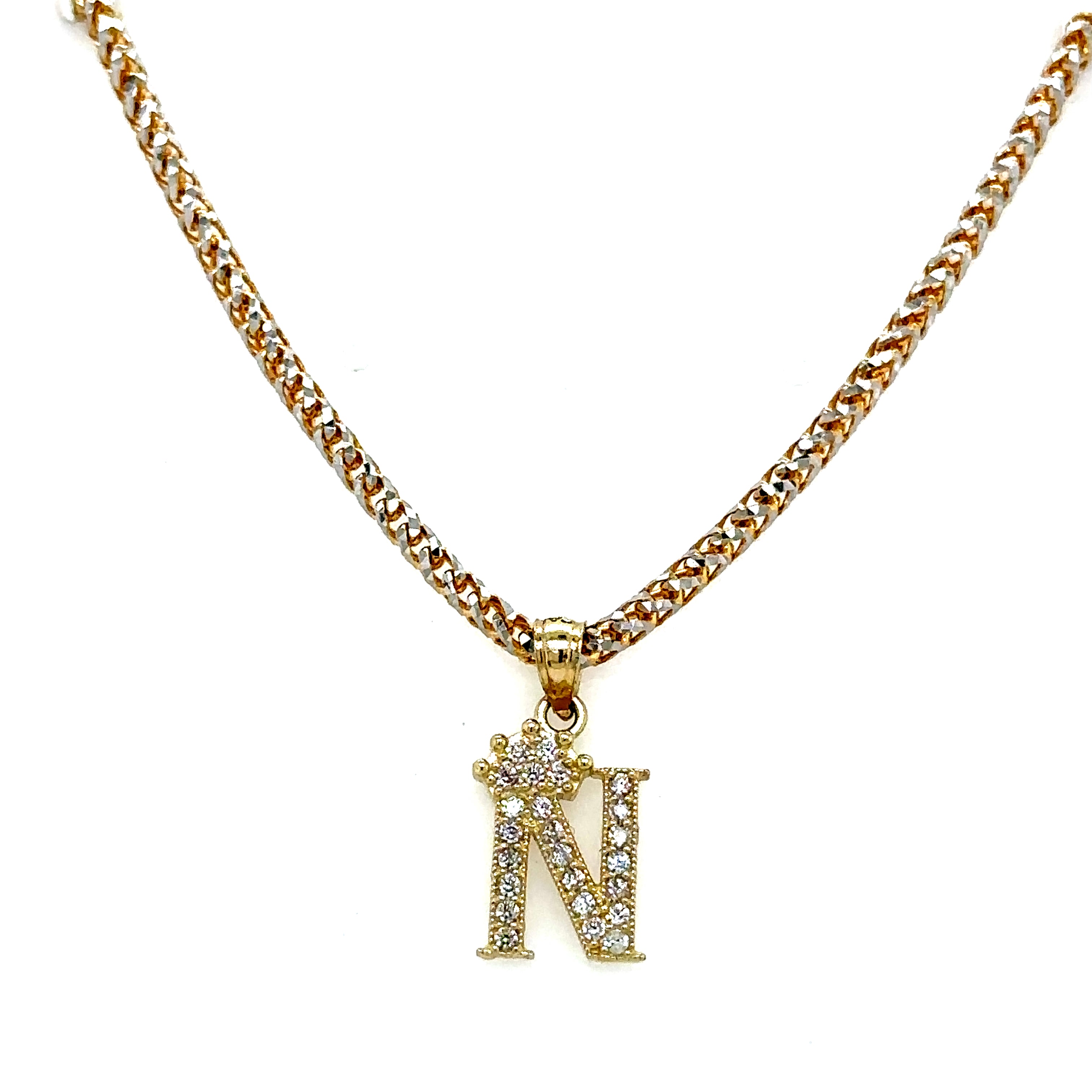 10k Gold Set - 2mm Solid Ice Franco Chain + Initial pendant