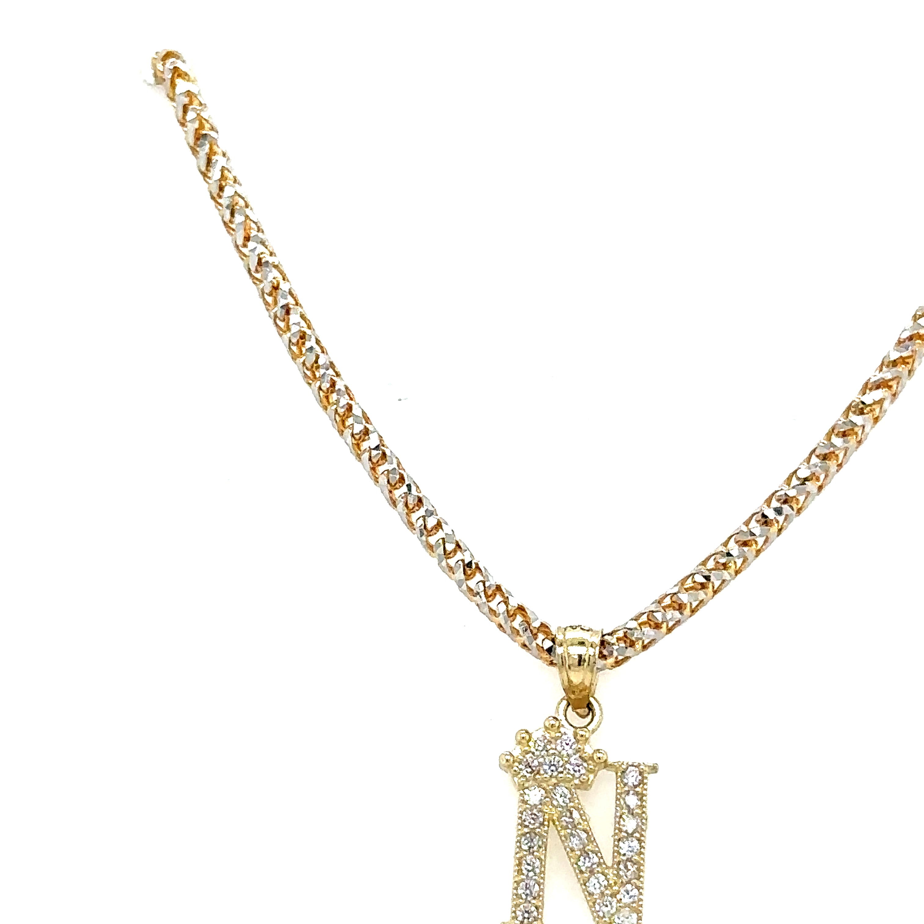 10k Gold Set - 2mm Solid Ice Franco Chain + Initial pendant