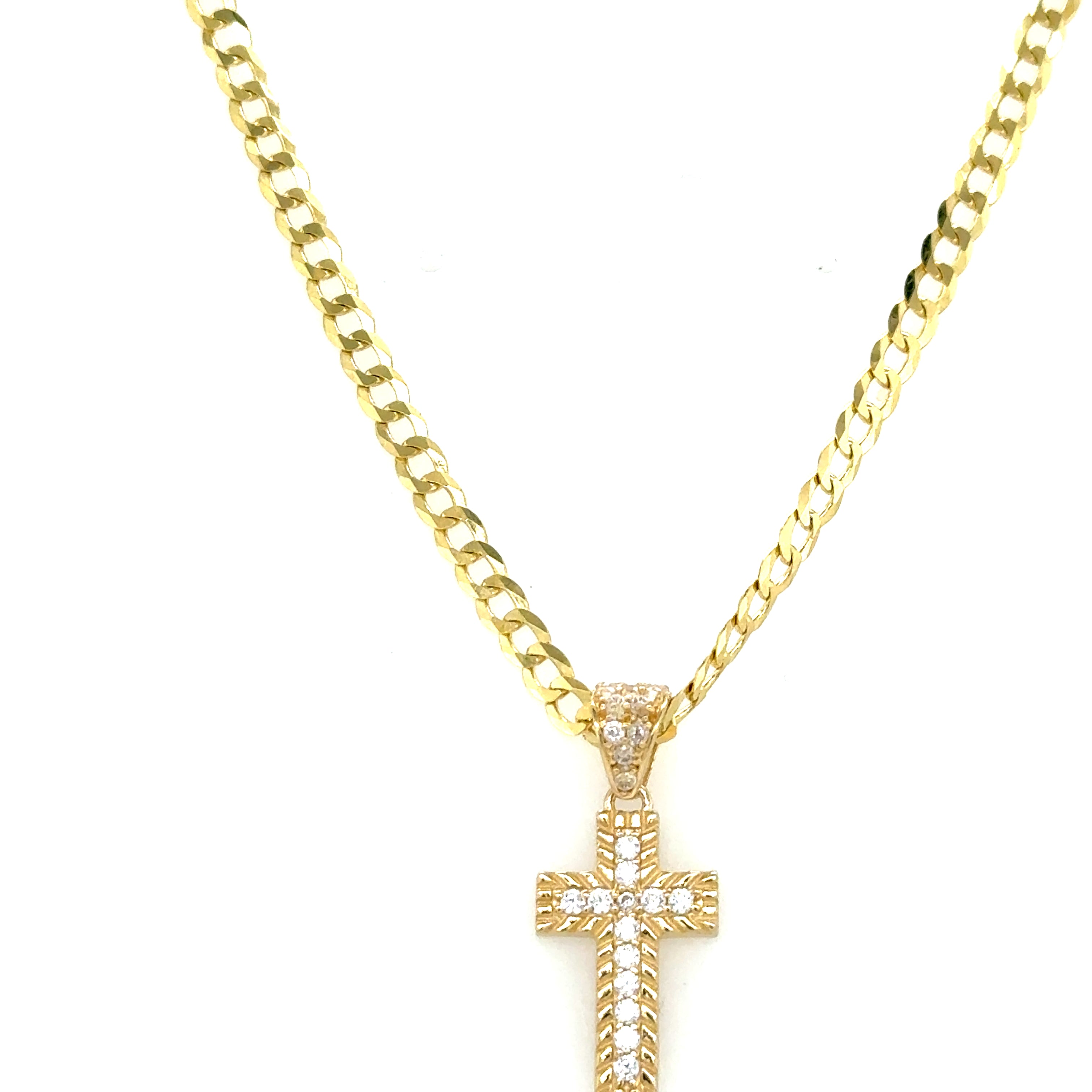 10k Gold Set: 3.2mm Cubana Italiana + Pendant