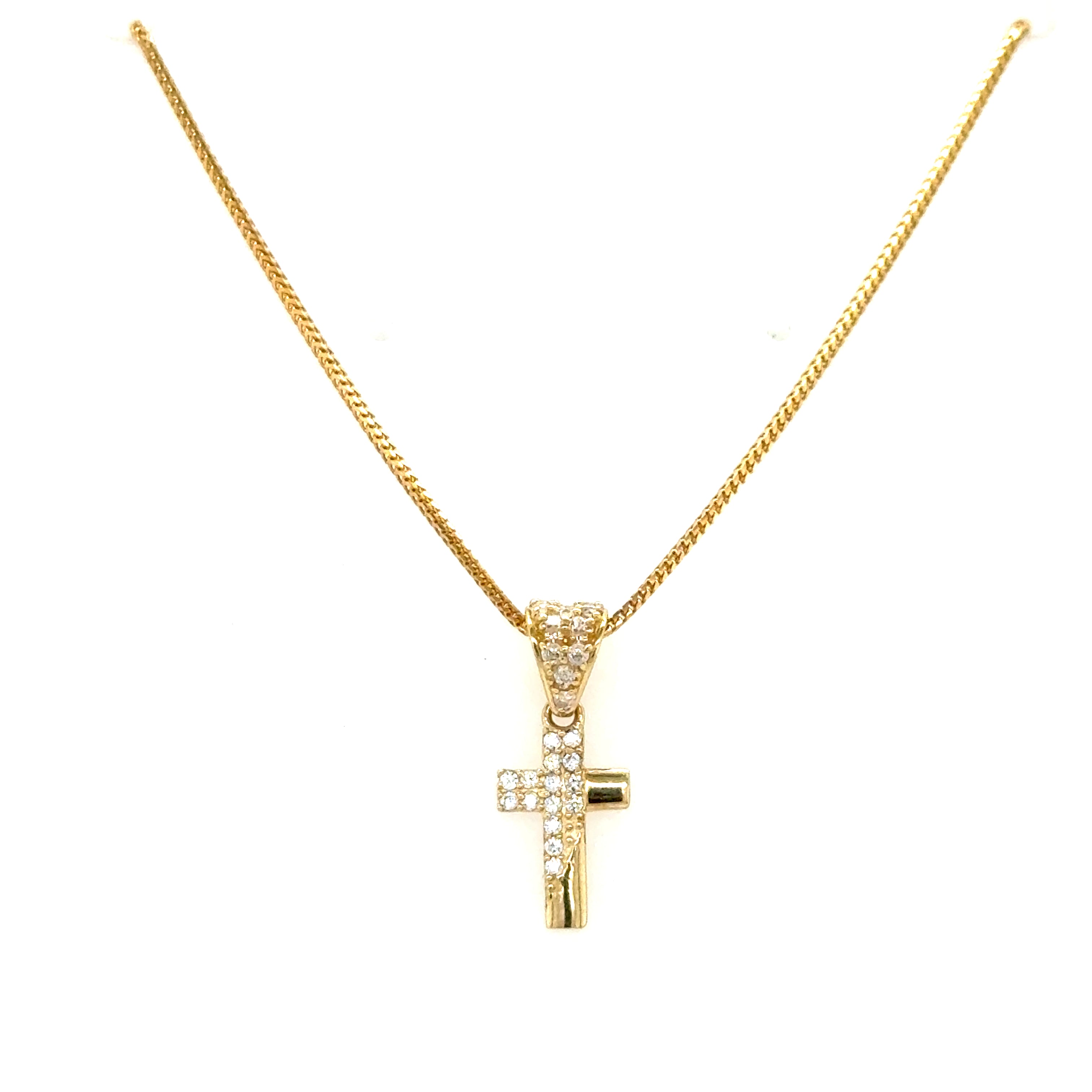 10k Gold Set: 1mm Solid Franco Chain + Pendant