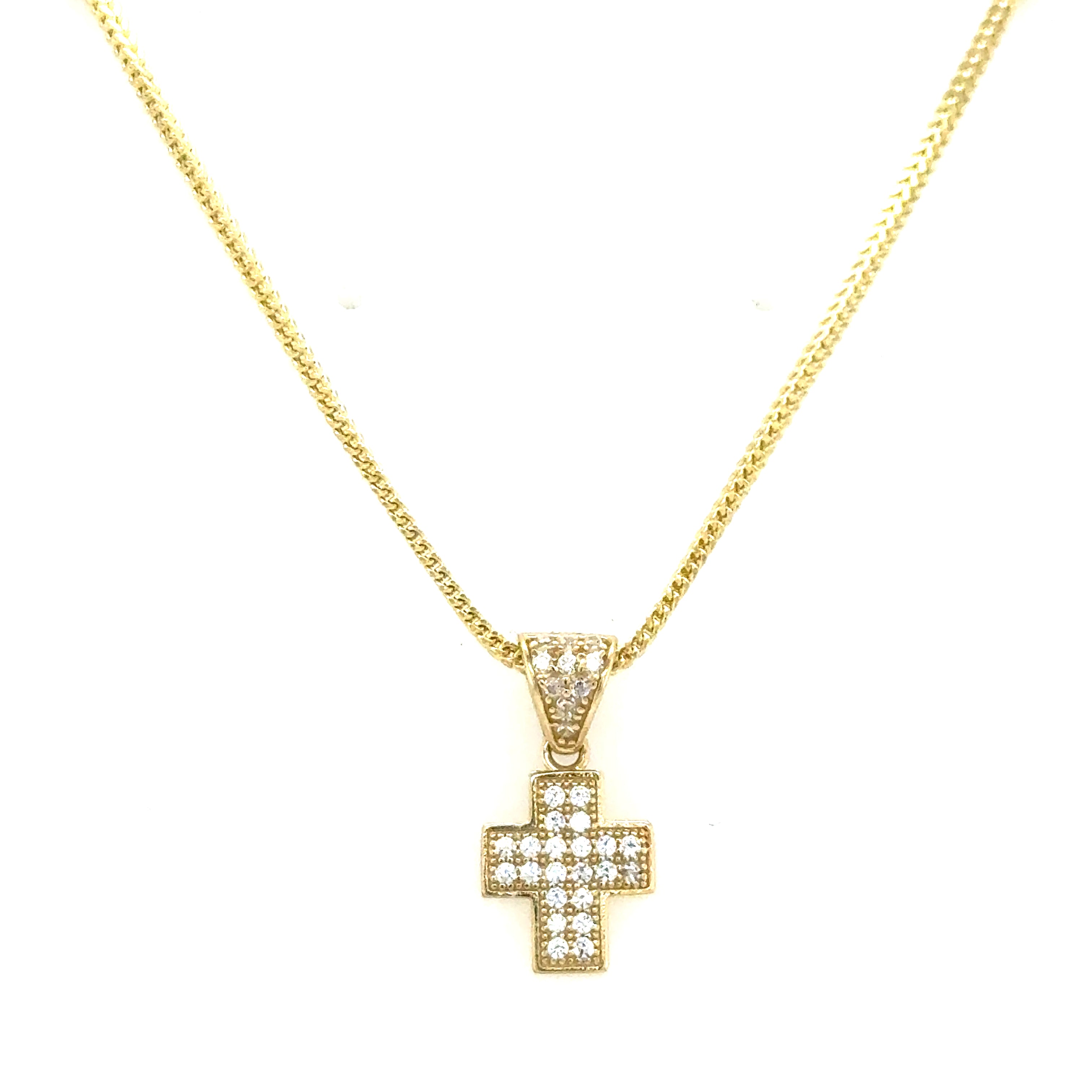 10k Gold set: 1.5mm Franco Chain + Cross