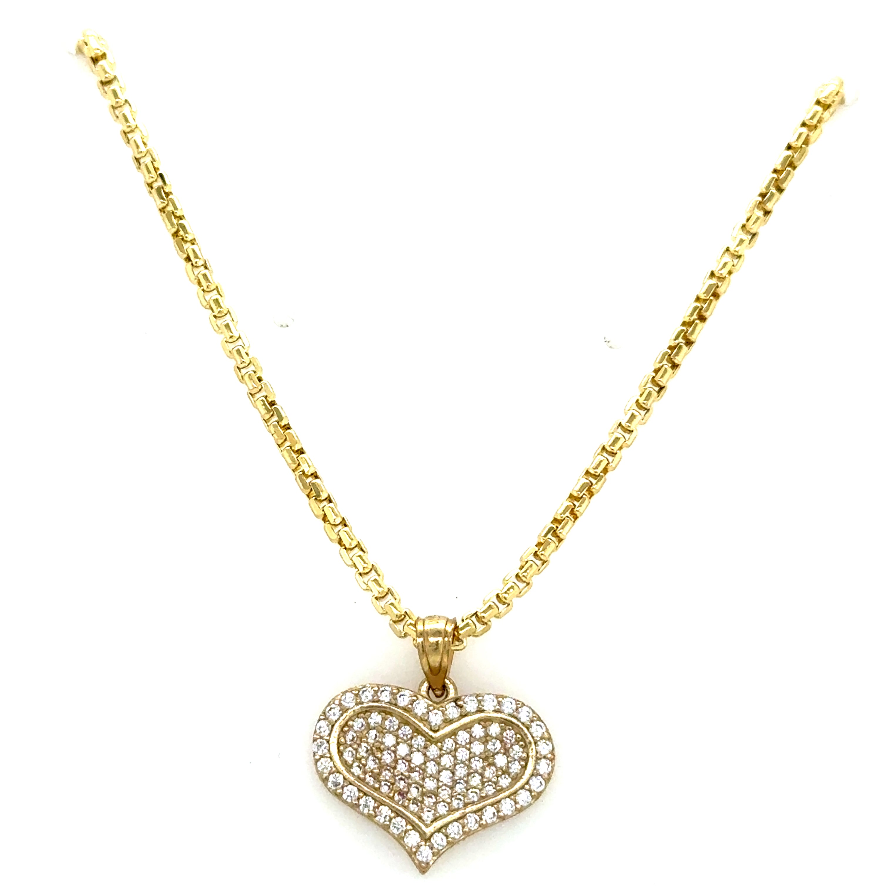 10k Gold Set - 1.8mm Round Box Chain + Pendant